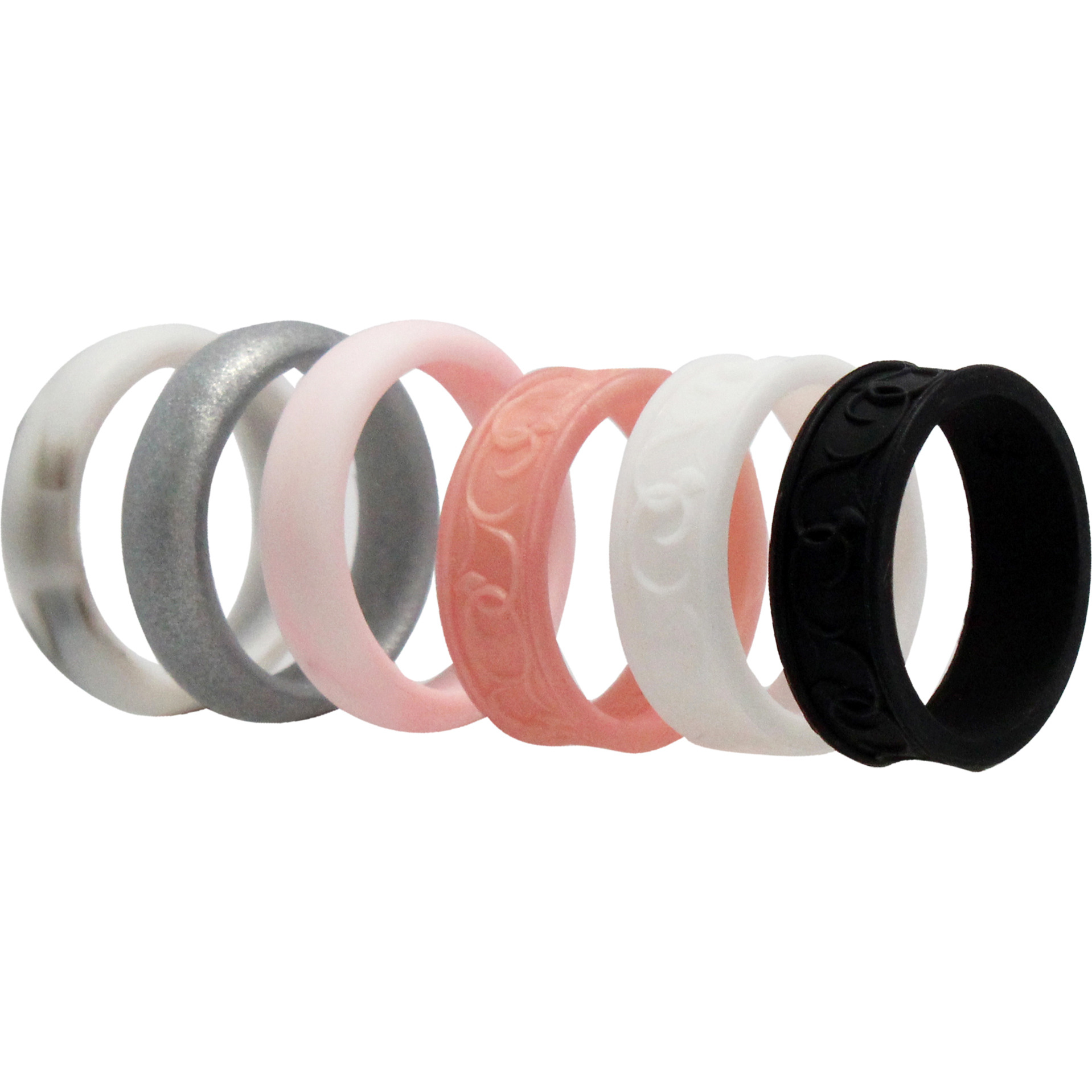 Silicone Wedding Flower Ring Set - Marble by ROQ for Women - 6 x 8 mm Ring