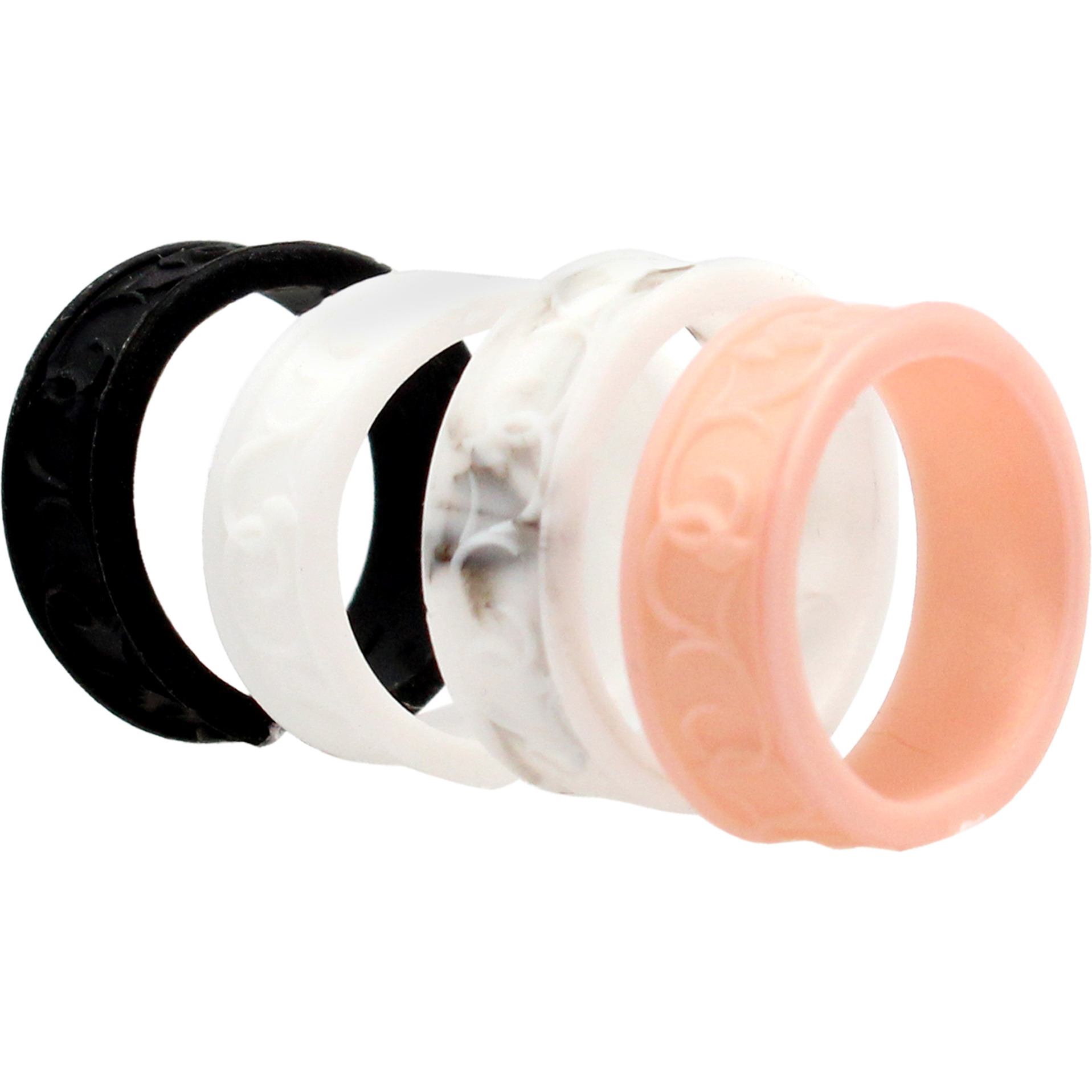 Silicone Wedding Flower Ring Set - Marble by ROQ for Women - 4 x 7 mm Ring