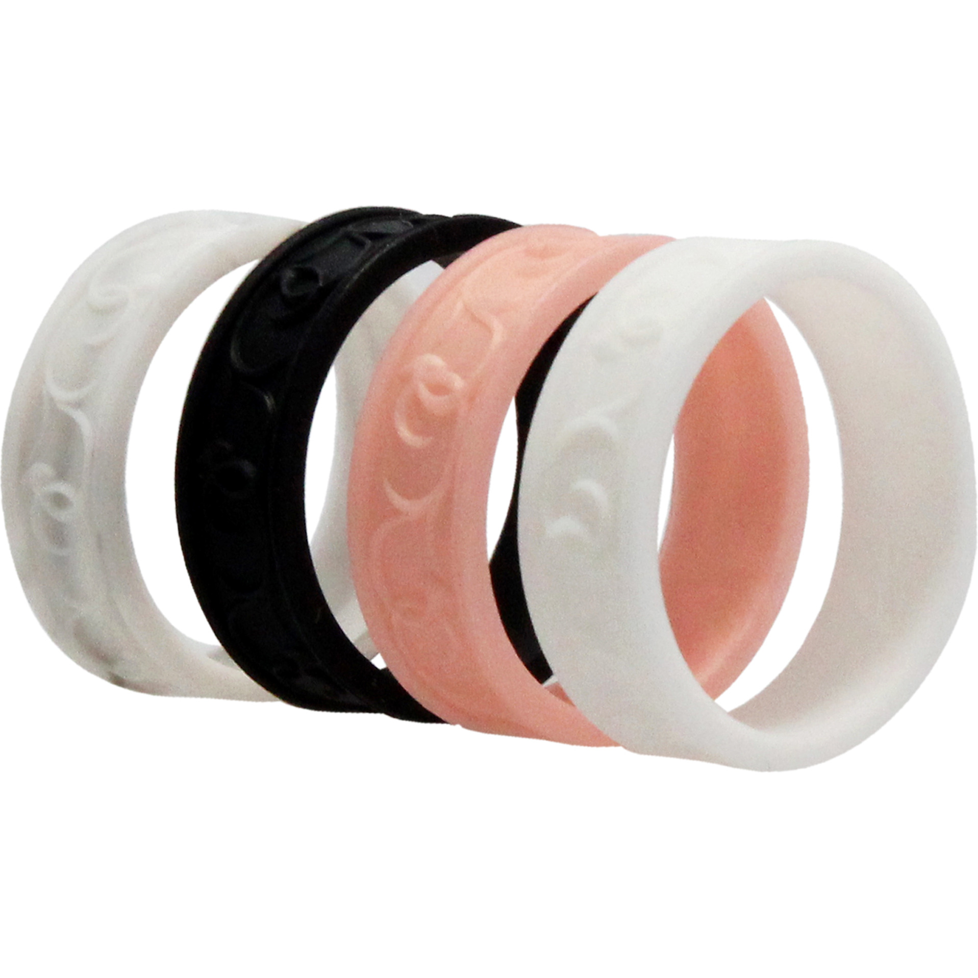 Silicone Wedding Flower Ring Set - Marble by ROQ for Women - 4 x 10 mm Ring