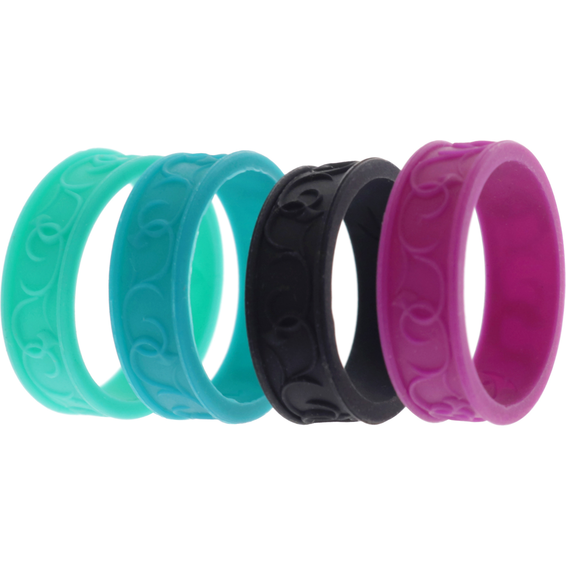 Silicone Wedding Flower Ring Set - MultiColor by ROQ for Women - 4 x 10 mm Ring