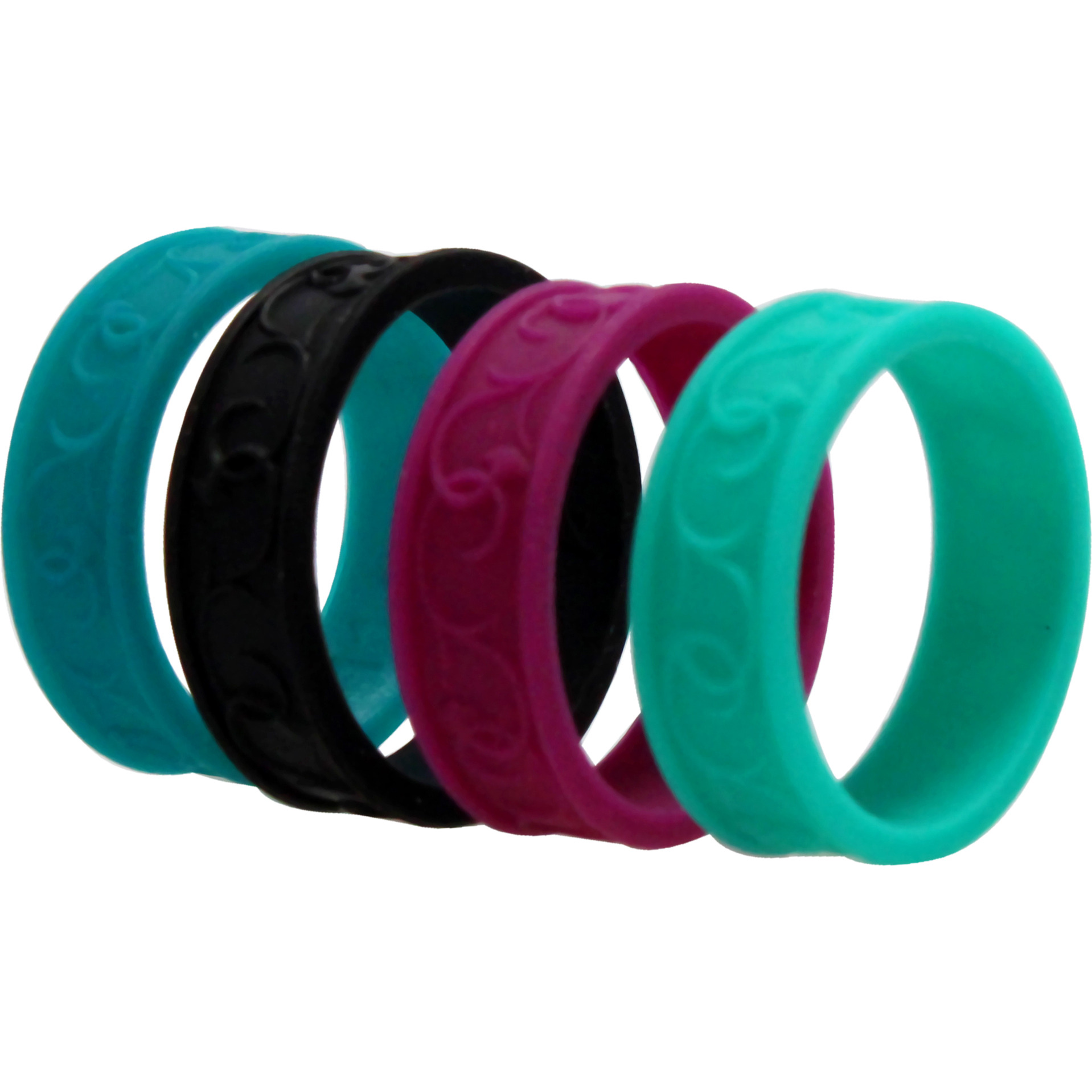 Silicone Wedding Flower Ring Set - MultiColor by ROQ for Women - 4 x 11 mm Ring