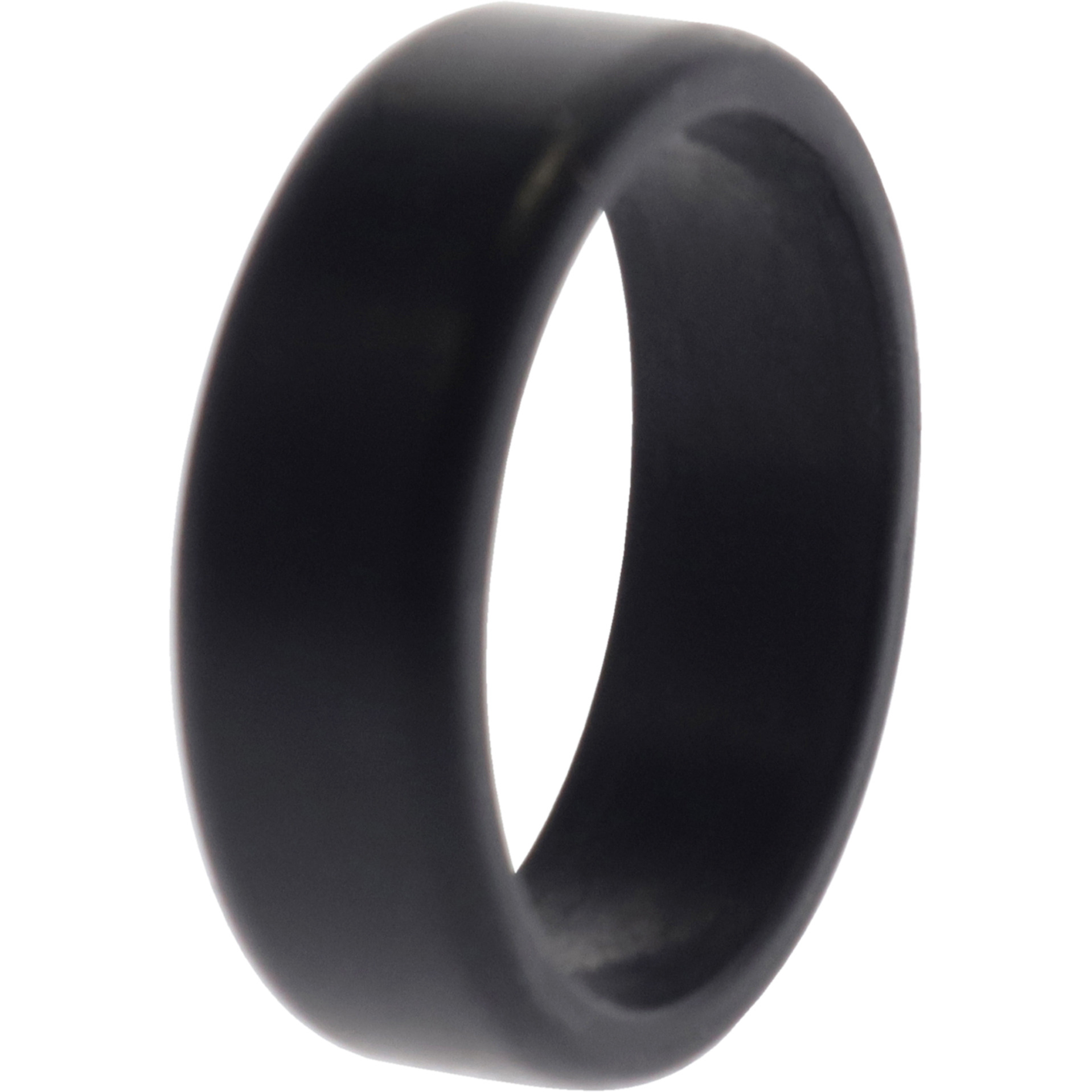 Silicone Wedding 2Layer Beveled 8mm Ring - Black by ROQ for Men - 14 mm Ring