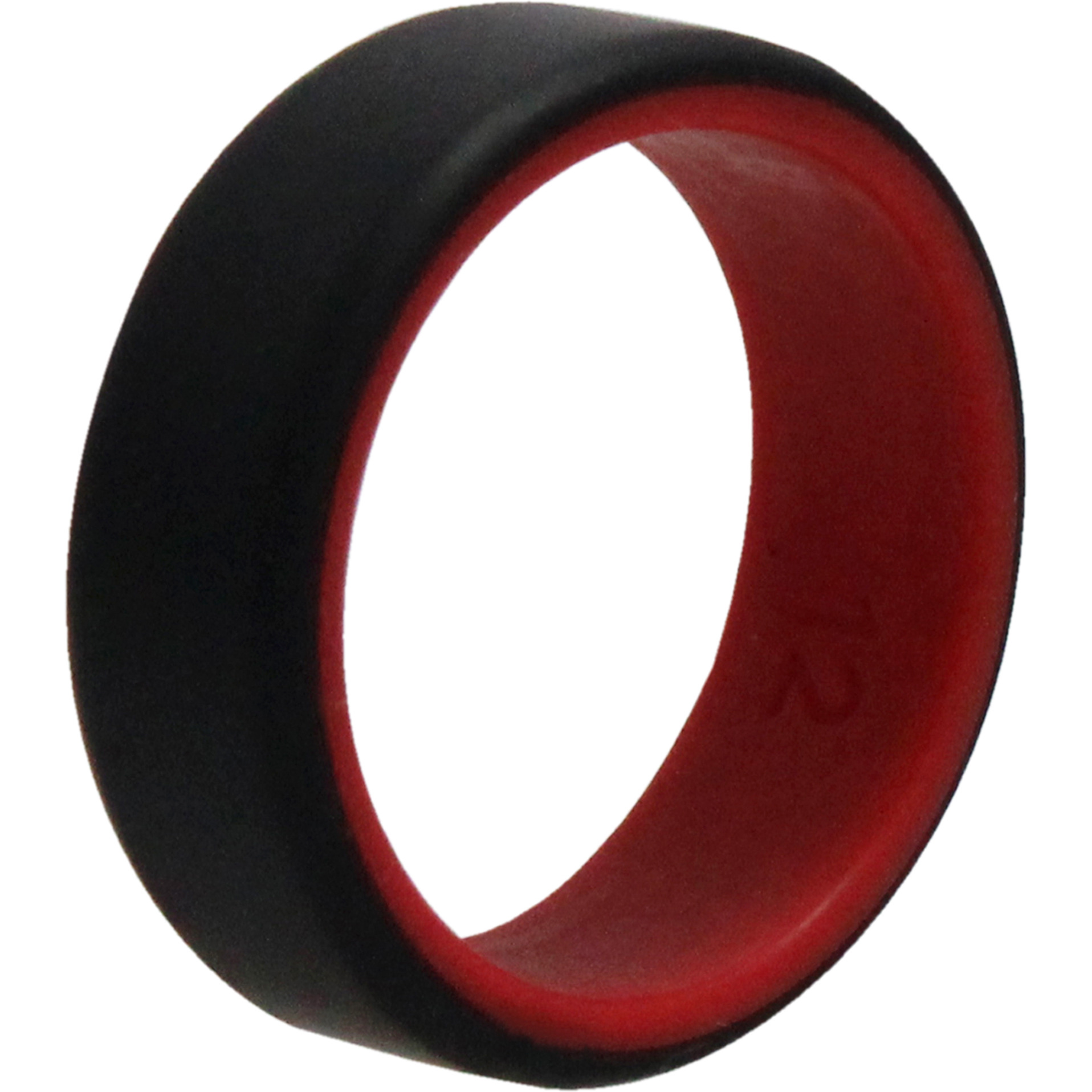 Silicone Wedding 2Layer Beveled 8mm Ring - Red-Black by ROQ for Men - 12 mm Ring