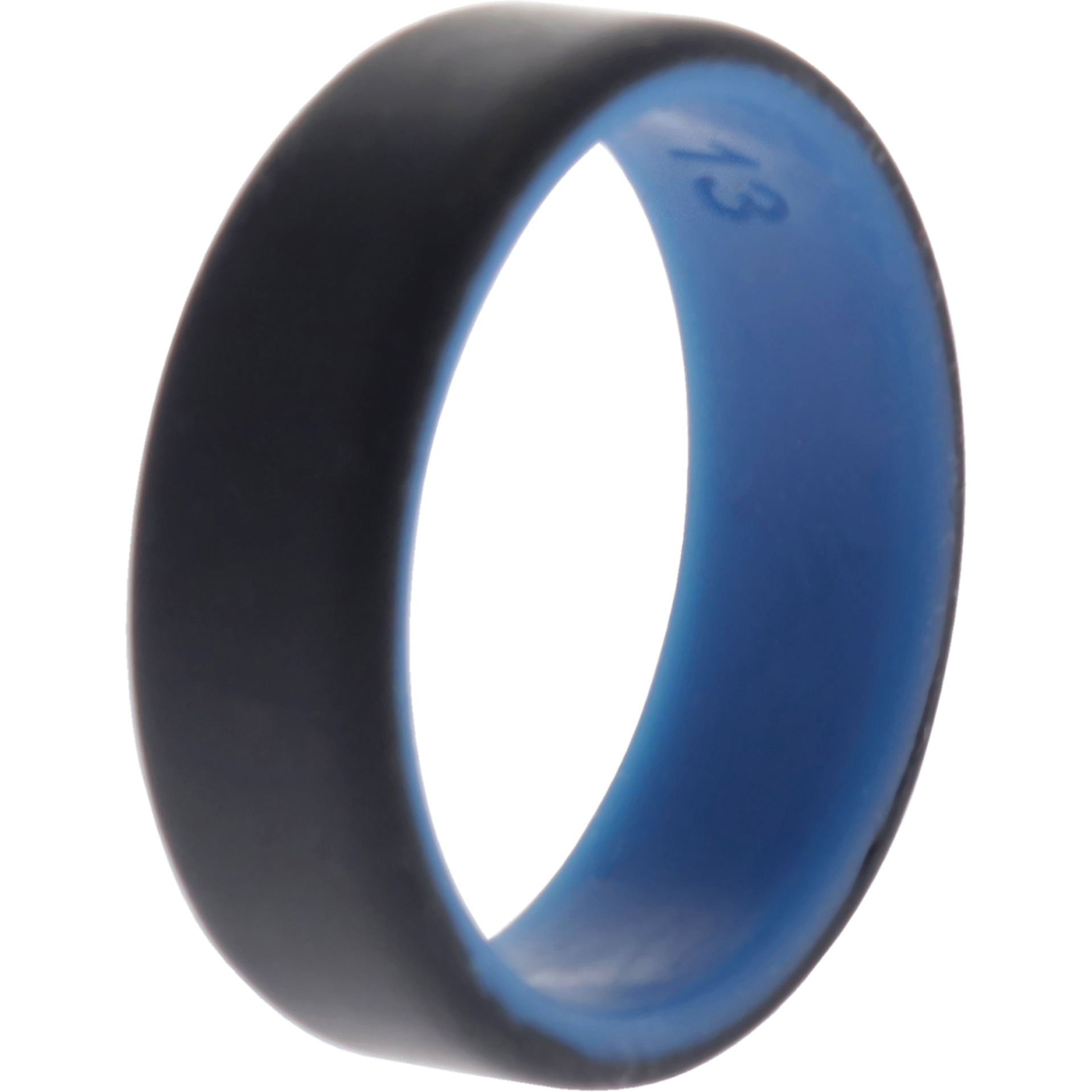 Silicone Wedding 2Layer Beveled 8mm Ring - Blue-Black by ROQ for Men - 13 mm Ring