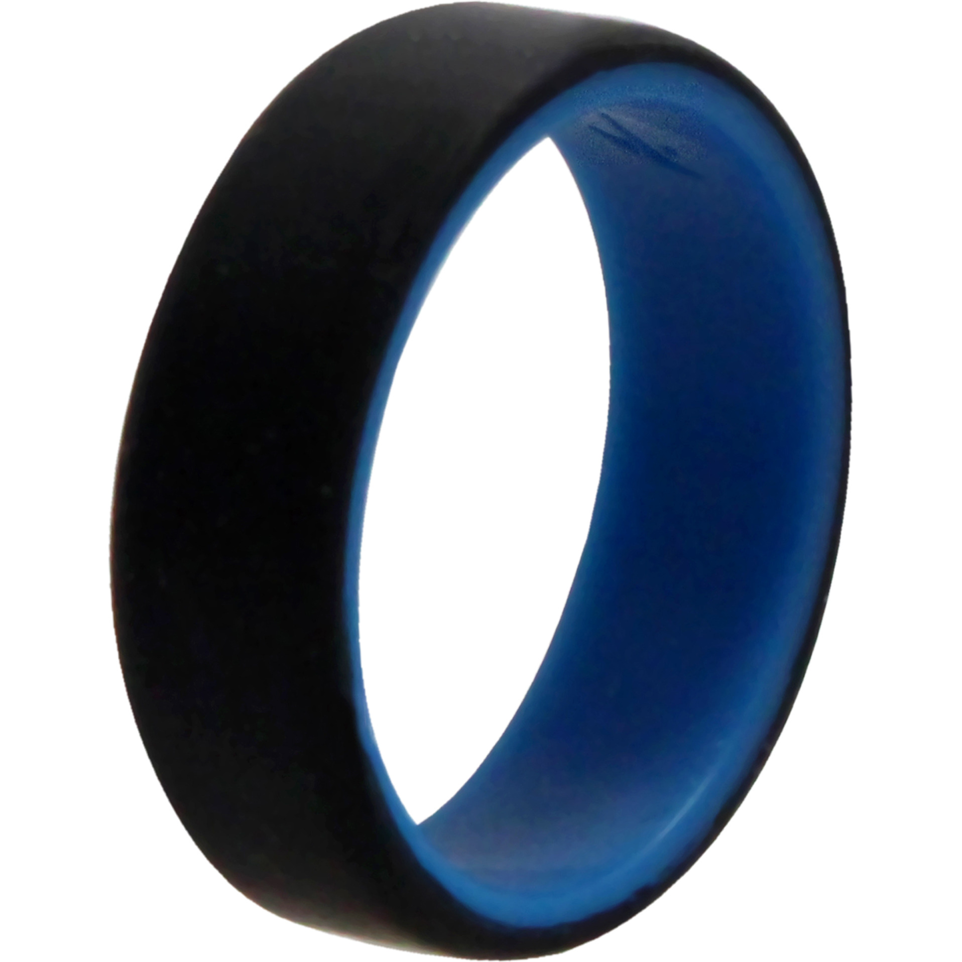 Silicone Wedding 2Layer Beveled 8mm Ring - Blue-Black by ROQ for Men - 15 mm Ring