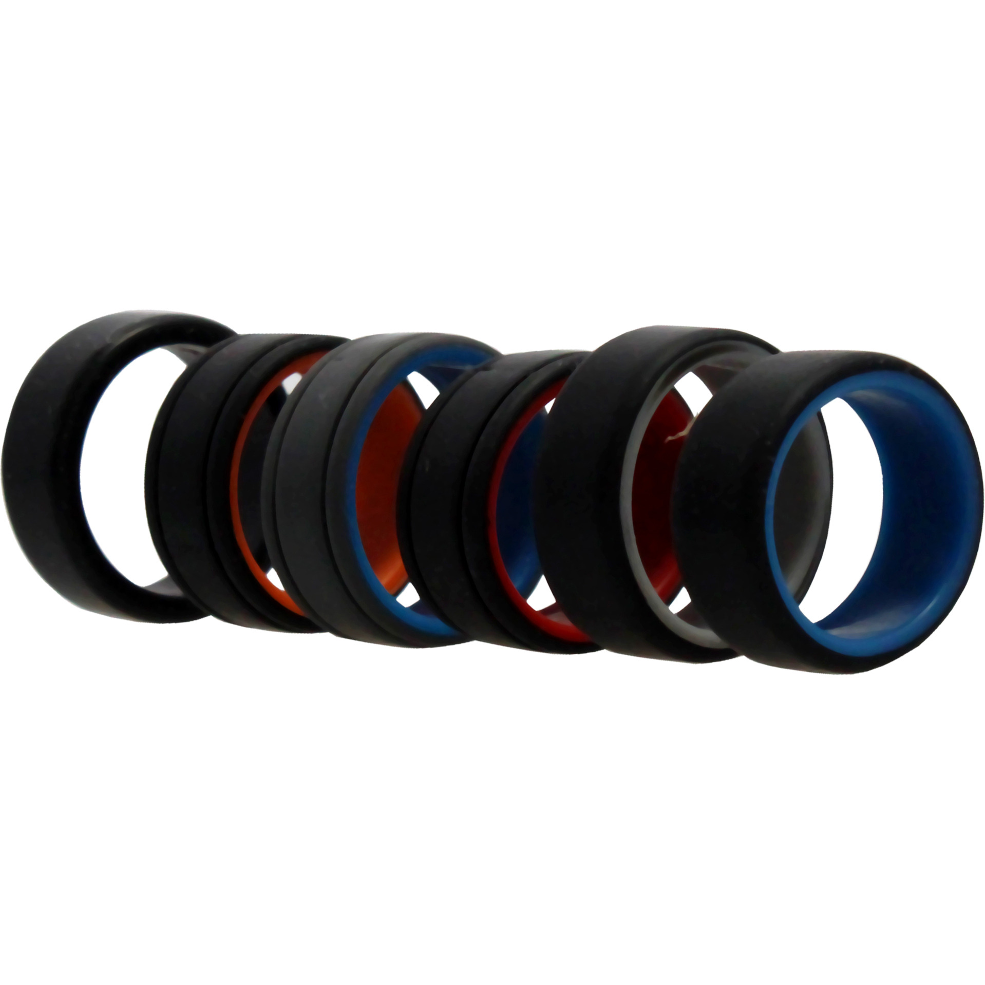 Silicone Wedding 2Layer Lines Ring Set - MultiColor by ROQ for Men - 6 x 8 mm Ring