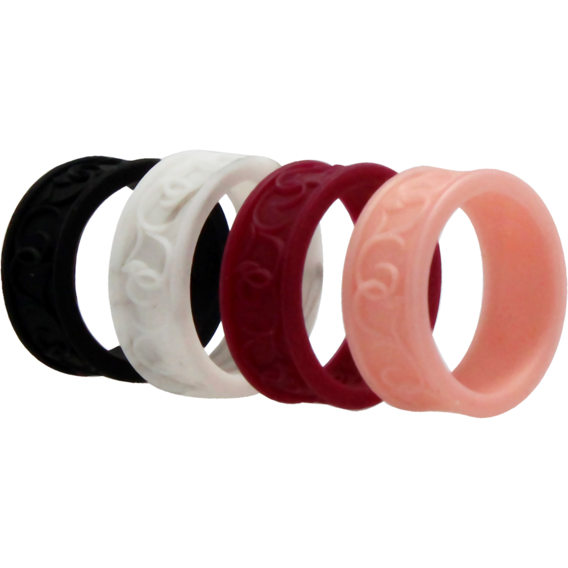 Silicone Wedding Flower Ring Set - Bordo by ROQ for Women - 4 x 4 mm Ring