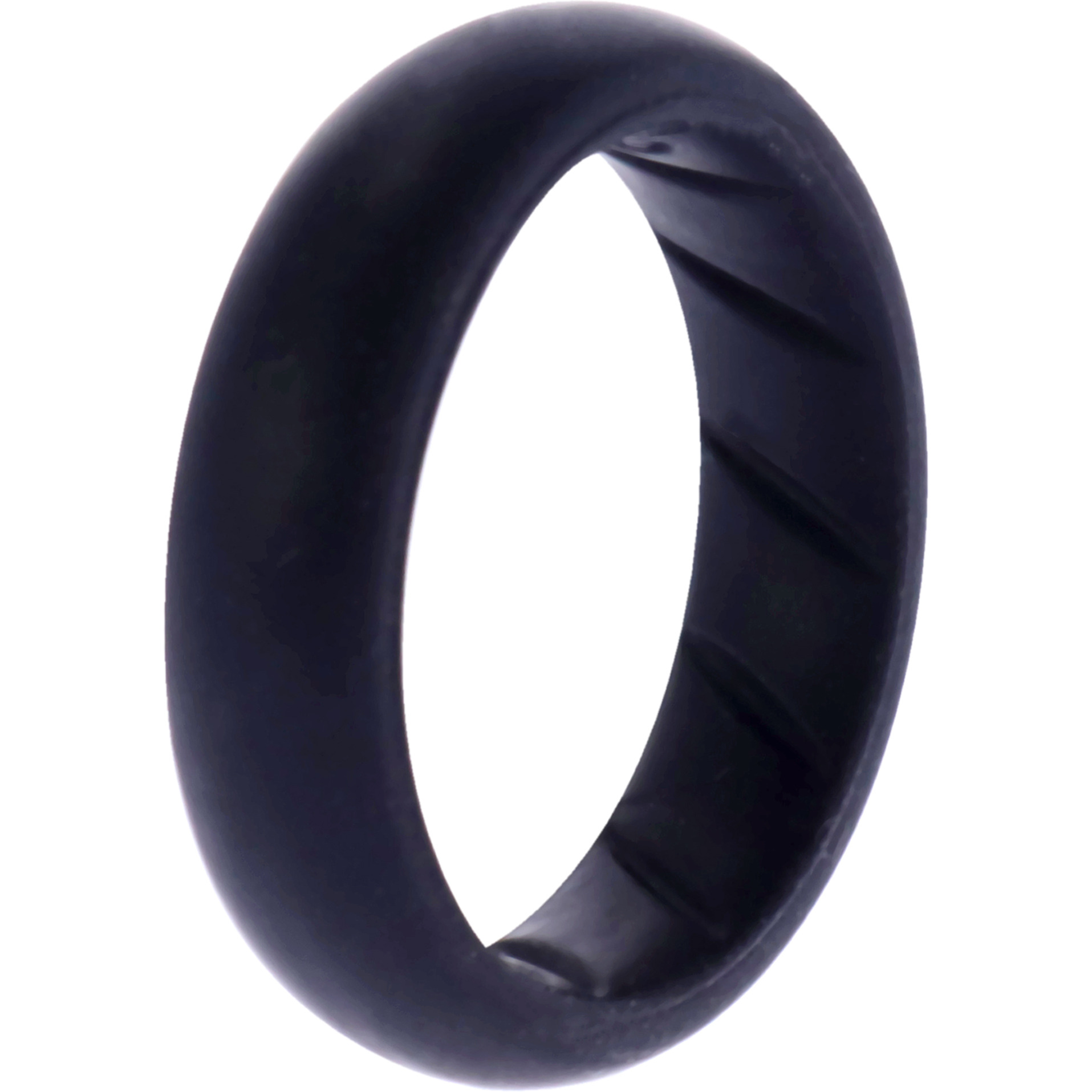 Silicone Wedding Ring - Dome Solid BR Comfort Fit - Basic-Black by ROQ for Women - 6 mm Ring