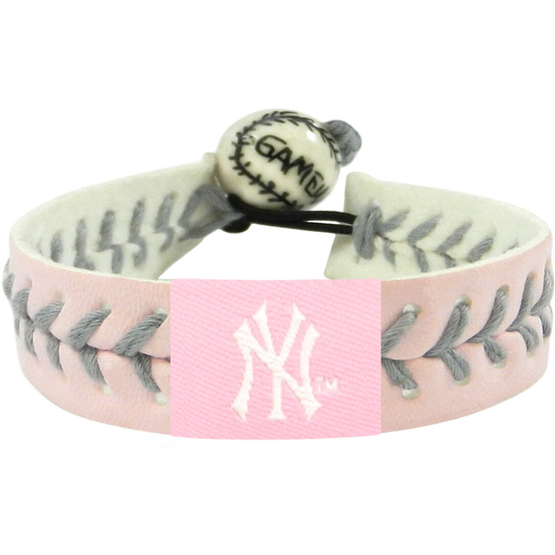 New York Yankees Bracelet Baseball Pink Silver Thread CO