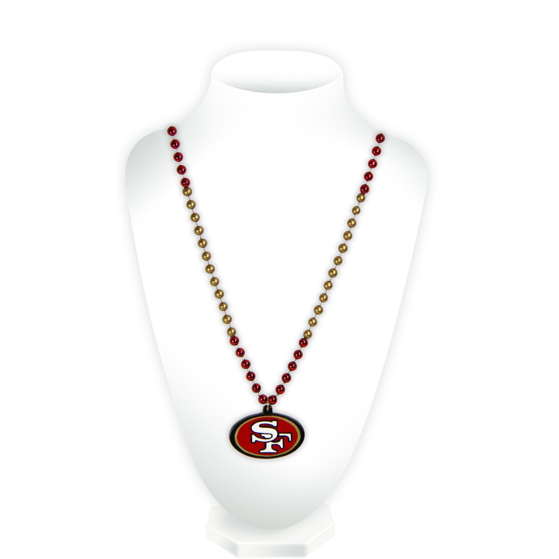 San Francisco 49ers Beads with Medallion Mardi Gras Style