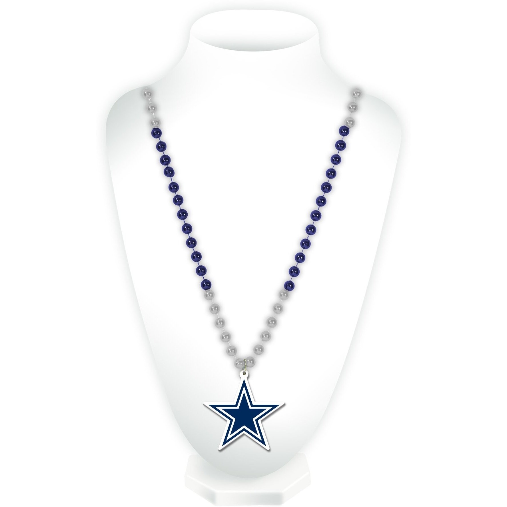 Dallas Cowboys Beads with Medallion Mardi Gras Style