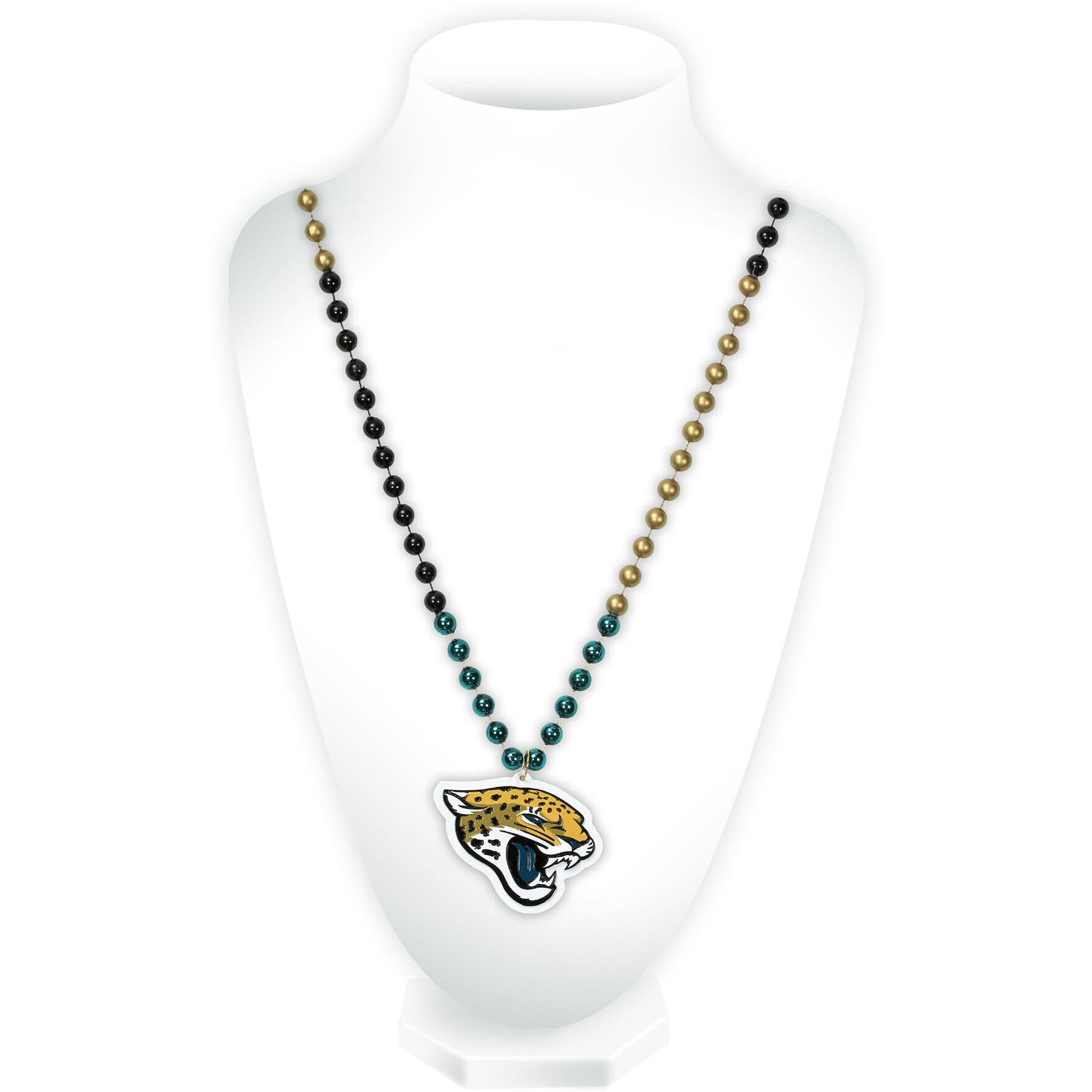 Jacksonville Jaguars Mardi Gras Beads with Medallion