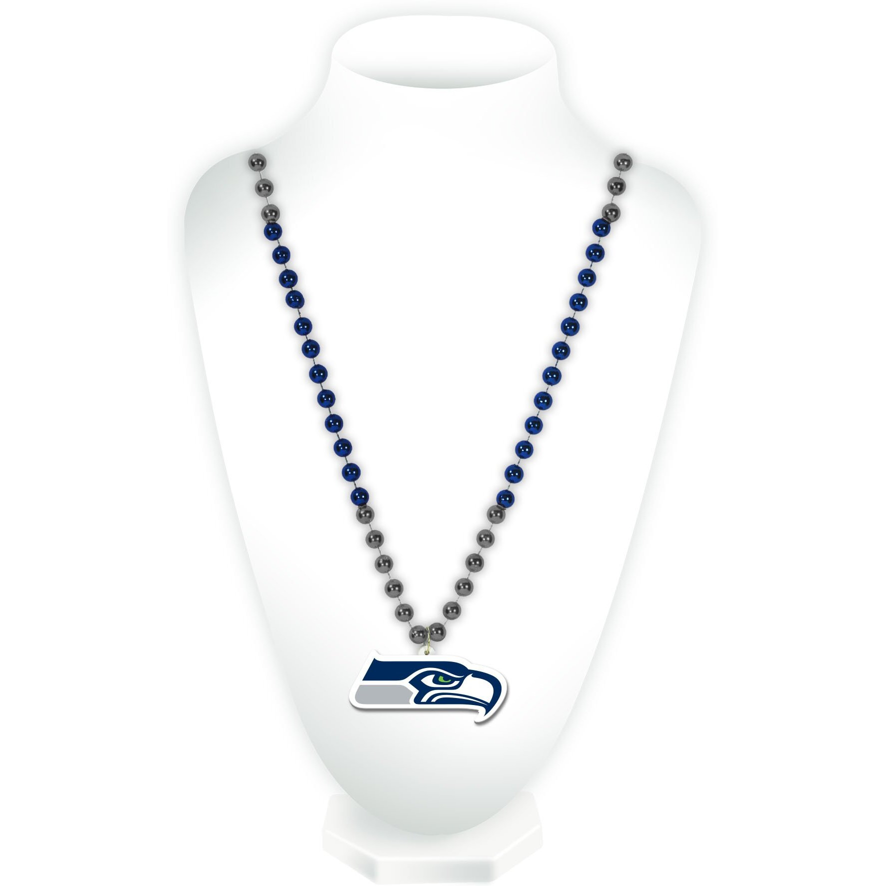 Seattle Seahawks Beads with Medallion Mardi Gras Style