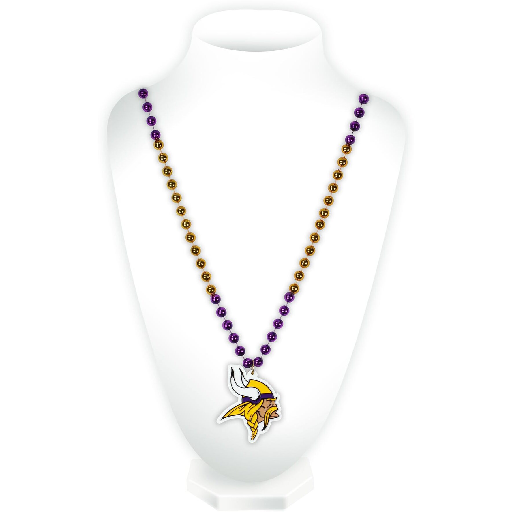 Minnesota Vikings Beads with Medallion Mardi Gras Style