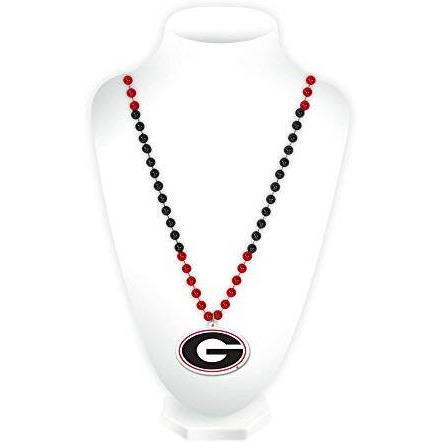 Georgia Bulldogs Beads with Medallion Mardi Gras Style