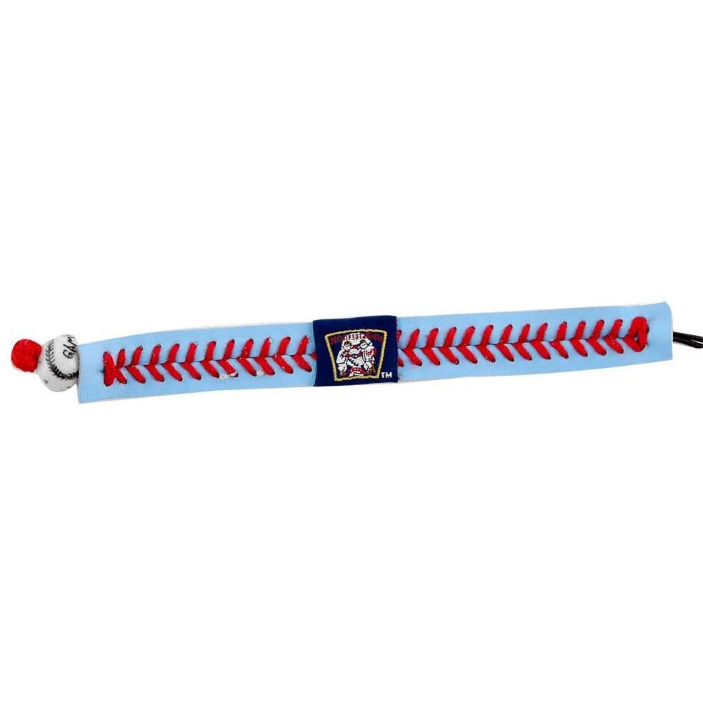 Minnesota Twins Bracelet Team Color Baseball Retro Mini and Paul Mascot Powder Blue Leather Red Thread CO