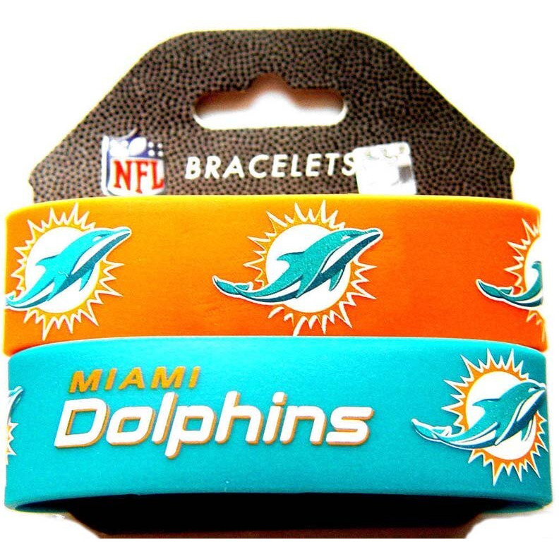 Miami Dolphins Bracelets 2 Pack Wide
