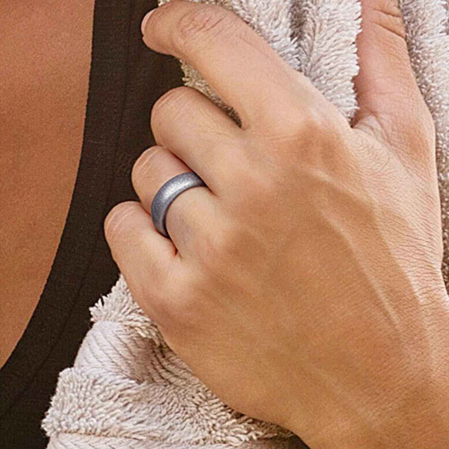 Silicone Wedding Ring - Dome Style - Silver by ROQ for Women - 7 mm Ring
