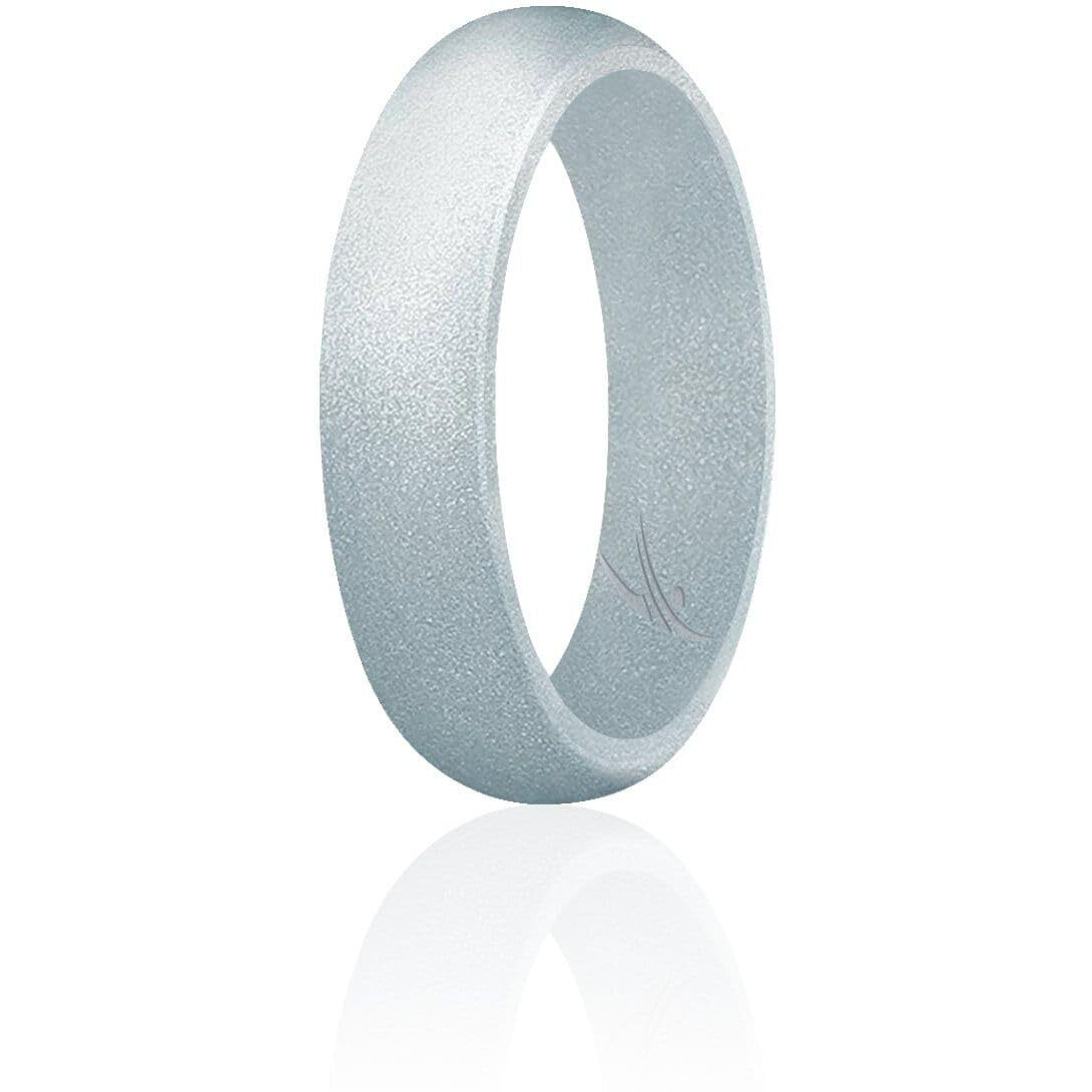 Silicone Wedding Ring - Dome Style - Silver by ROQ for Women - 8 mm Ring