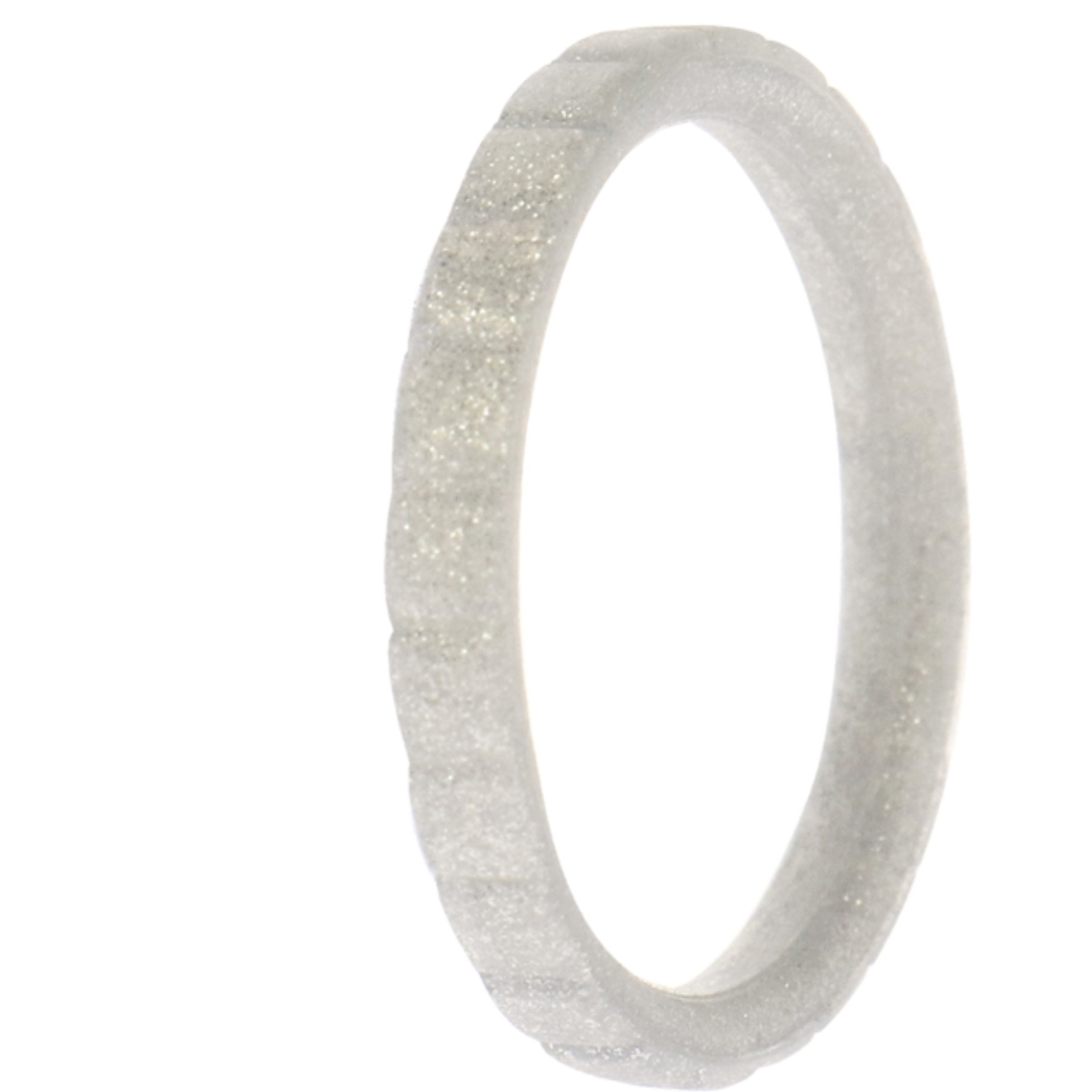 Silicone Wedding Stackble Lines Single Ring - Silver by ROQ for Women - 7 mm Ring