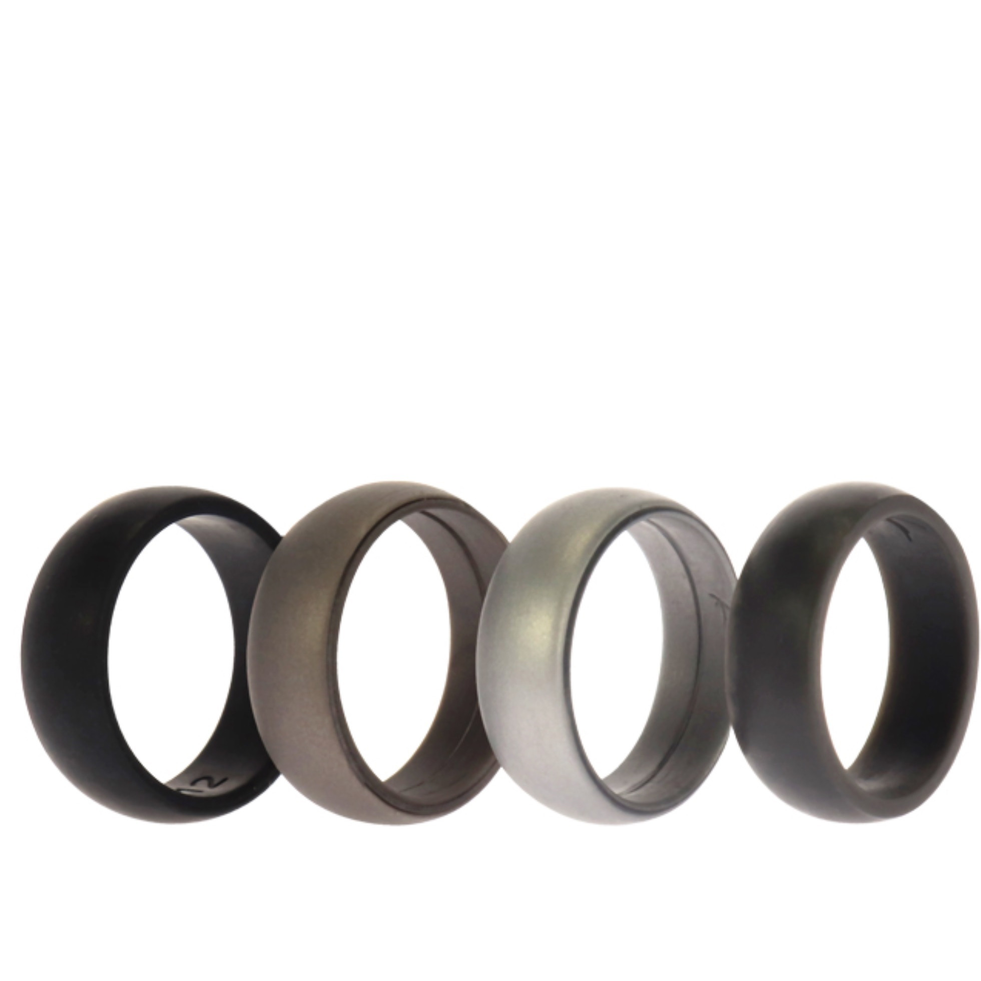 Silicone Wedding Ring Set - Metal-Silver by ROQ for Men - 4 x 12 mm Ring