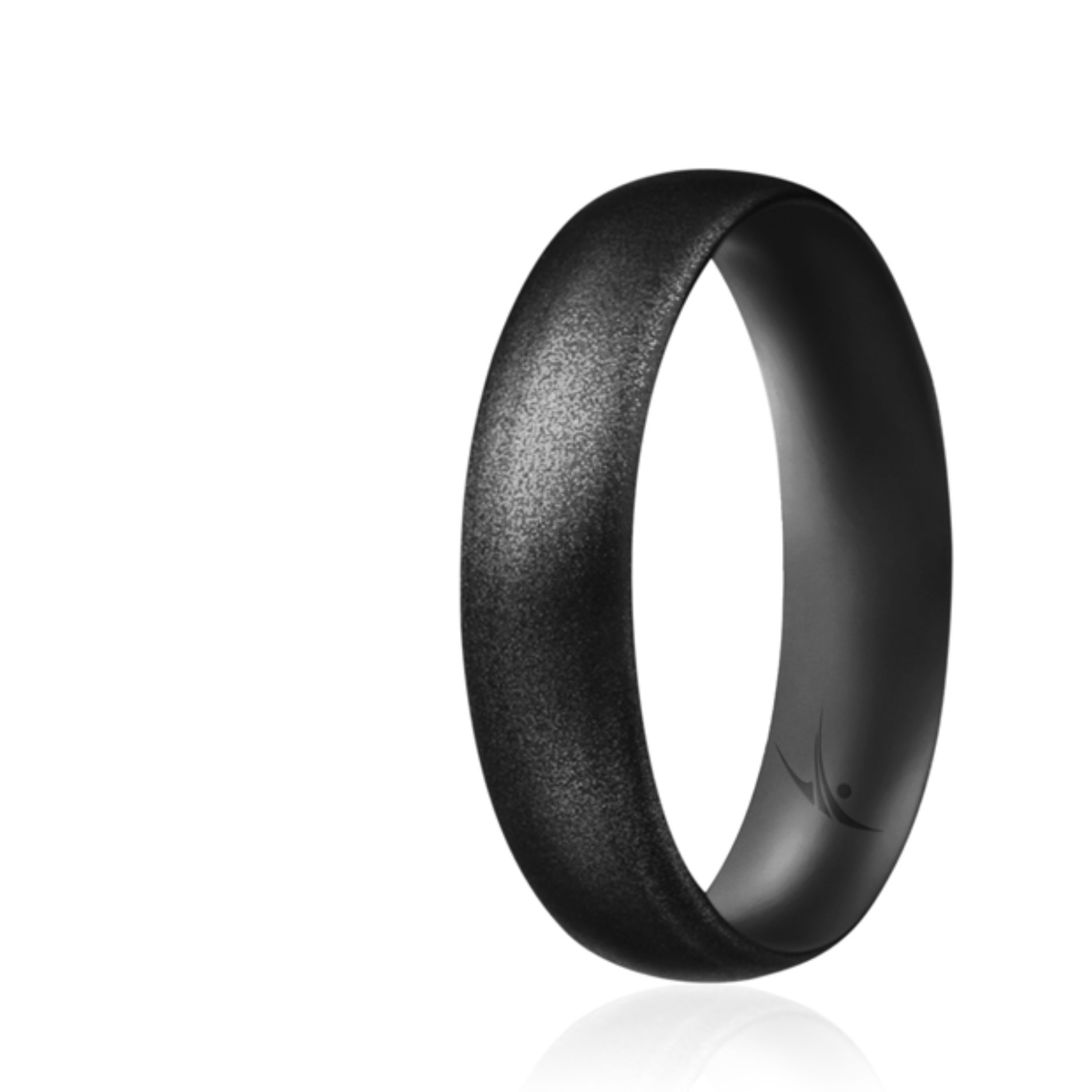 Silicone Wedding Ring - Dome Style Thin Comfort Fit - Metallic Black by ROQ for Women - 8 mm Ring