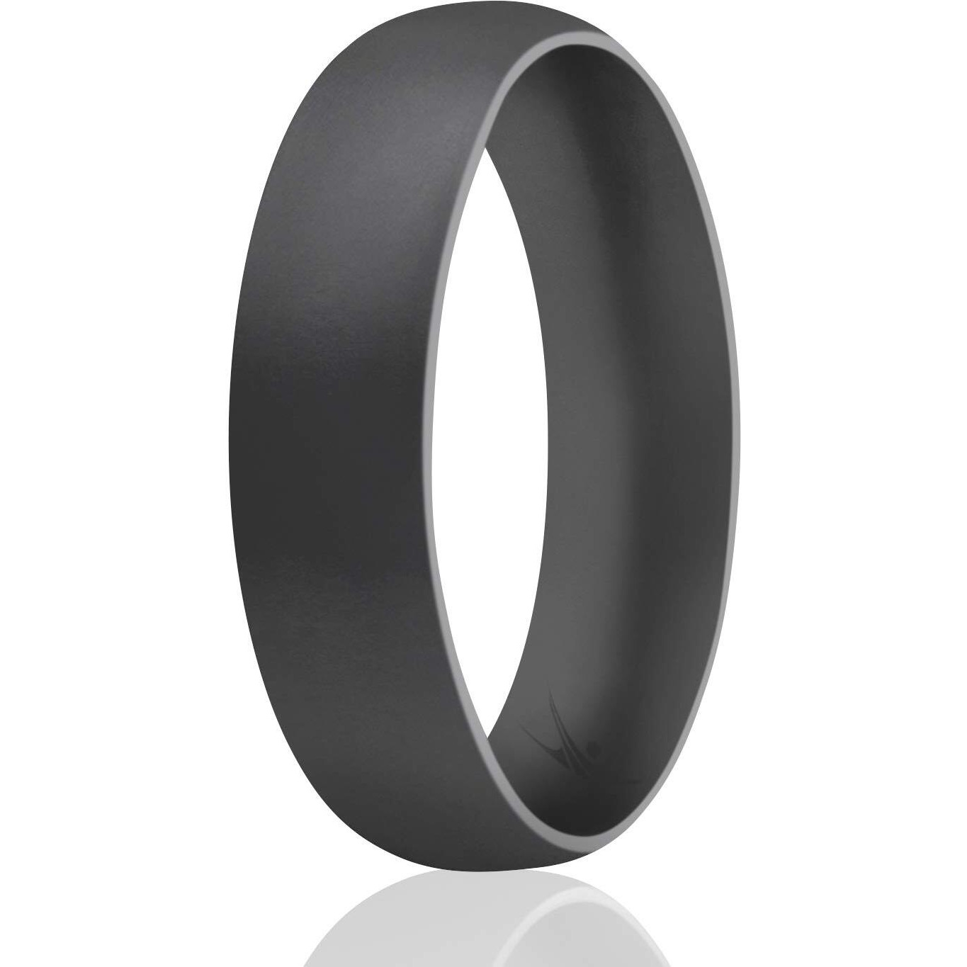 Silicone Wedding Ring - Dome Style Thin Comfort Fit - Metallic Black by ROQ for Women - 8 mm Ring