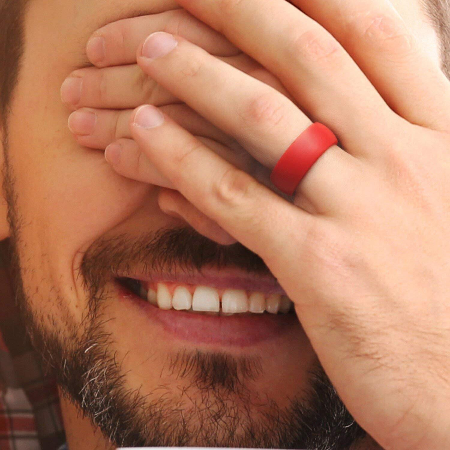 Silicone Wedding Ring - Red by ROQ for Men - 16 mm Ring
