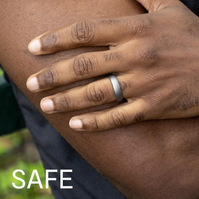Silicone Wedding Stackble Point Single Ring - Silver by ROQ for Women - 6 mm Ring