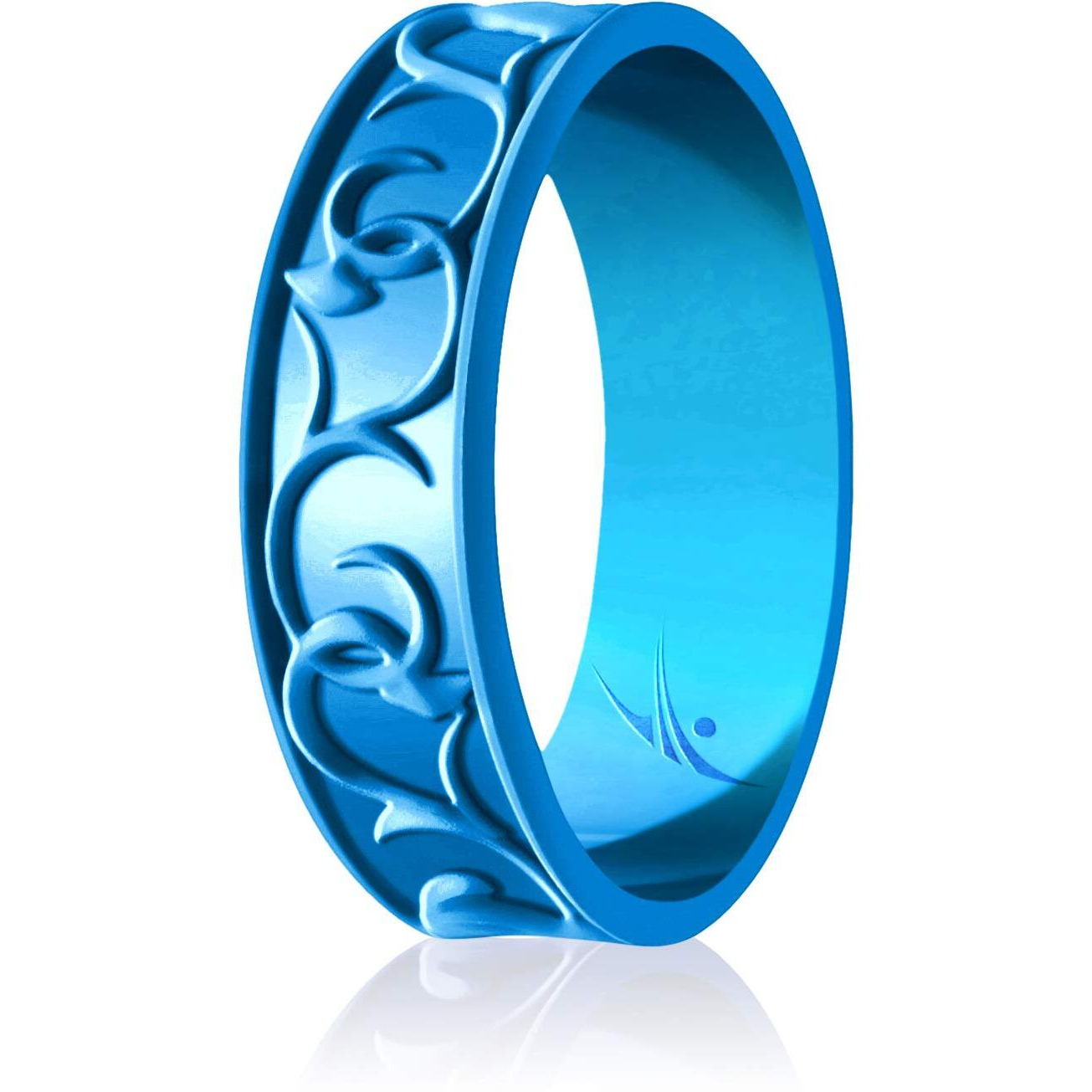 Silicone Wedding Flower Ring - Black by ROQ for Women - 6 mm Ring