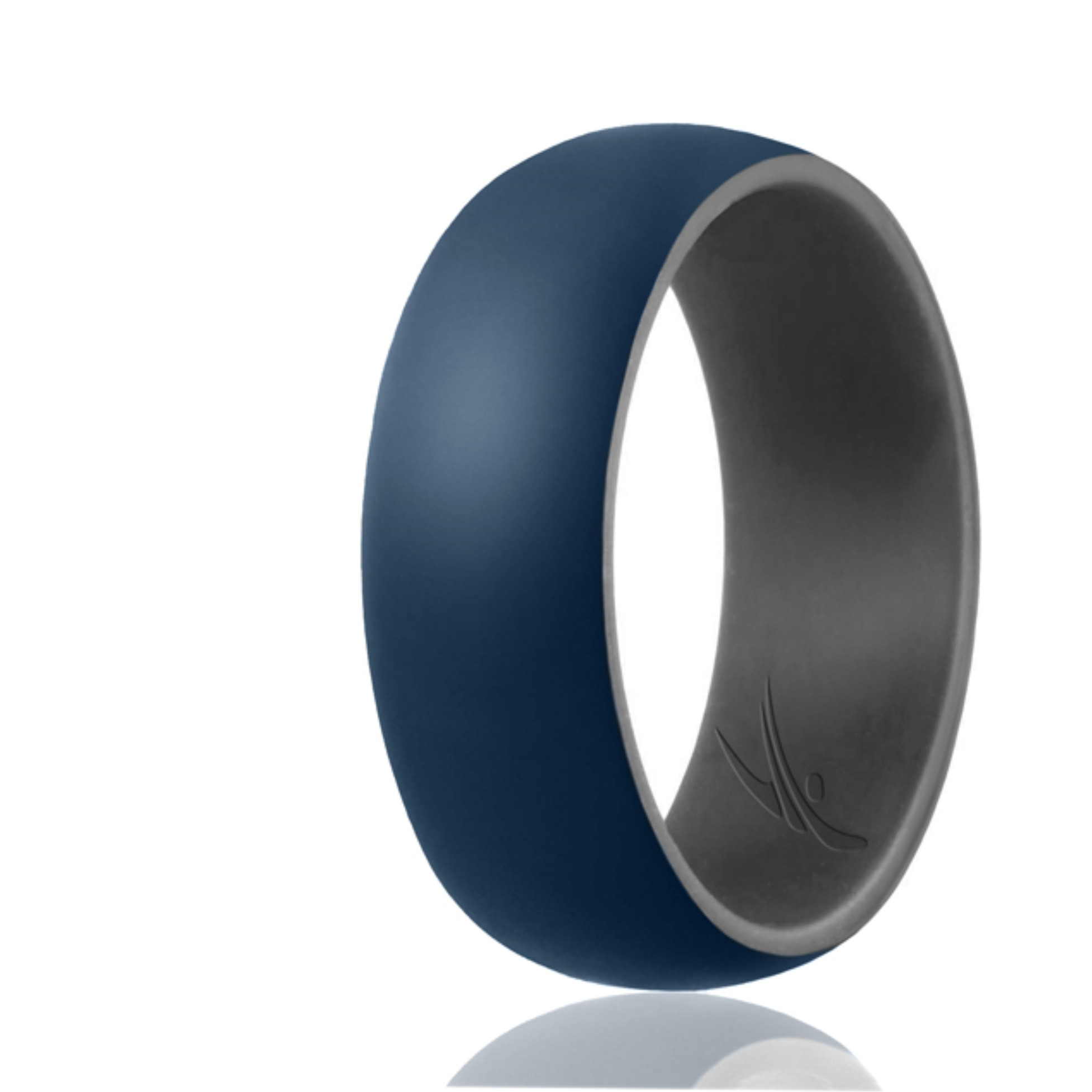 Silicone Wedding Ring - Duo Collection Dome Style - Grey-Blue by ROQ for Men - 15 mm Ring