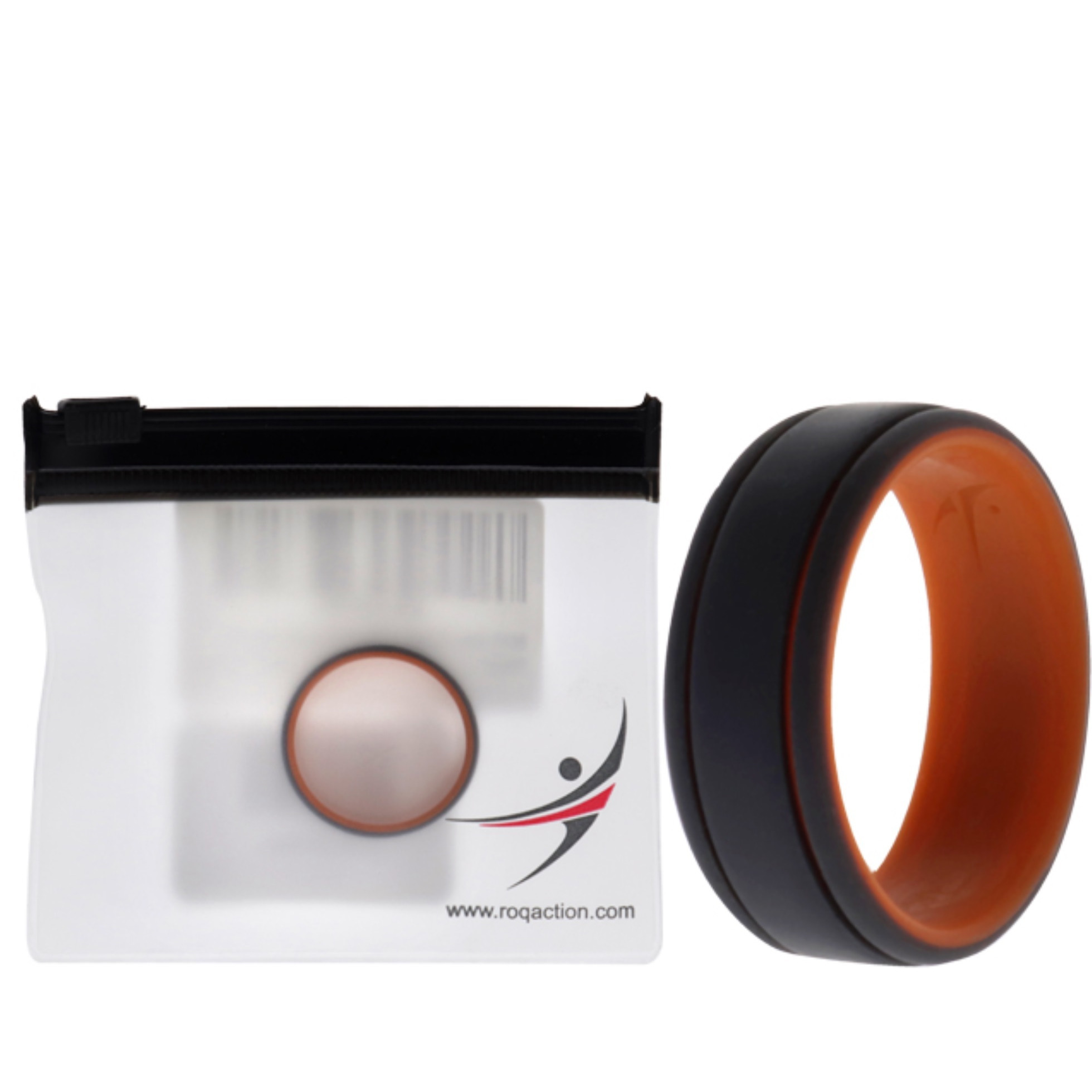 Silicone Wedding 2Layer Lines Ring - Orang-Grey by ROQ for Men - 14 mm Ring