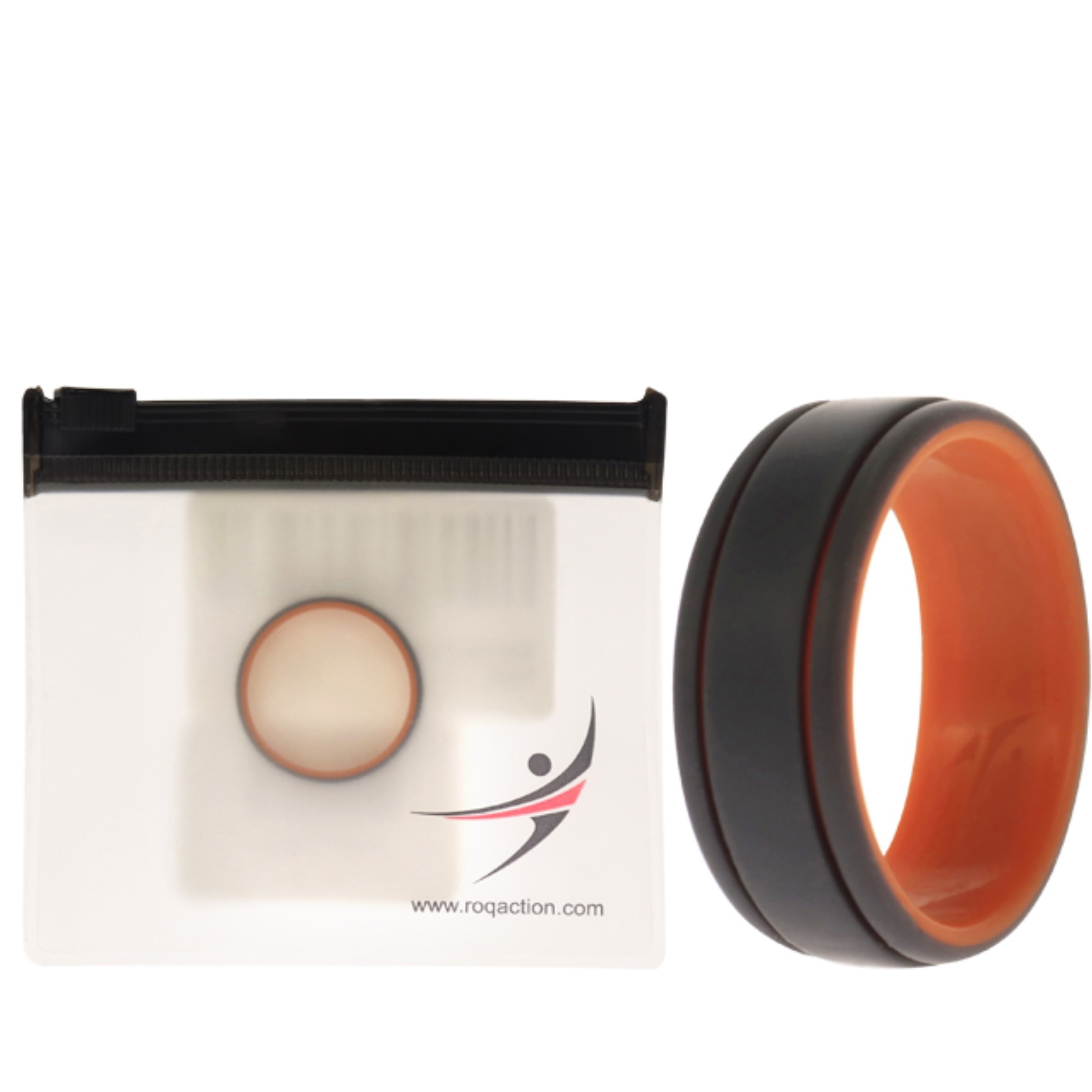 Silicone Wedding 2Layer Lines Ring - Orang-Grey by ROQ for Men - 12 mm Ring