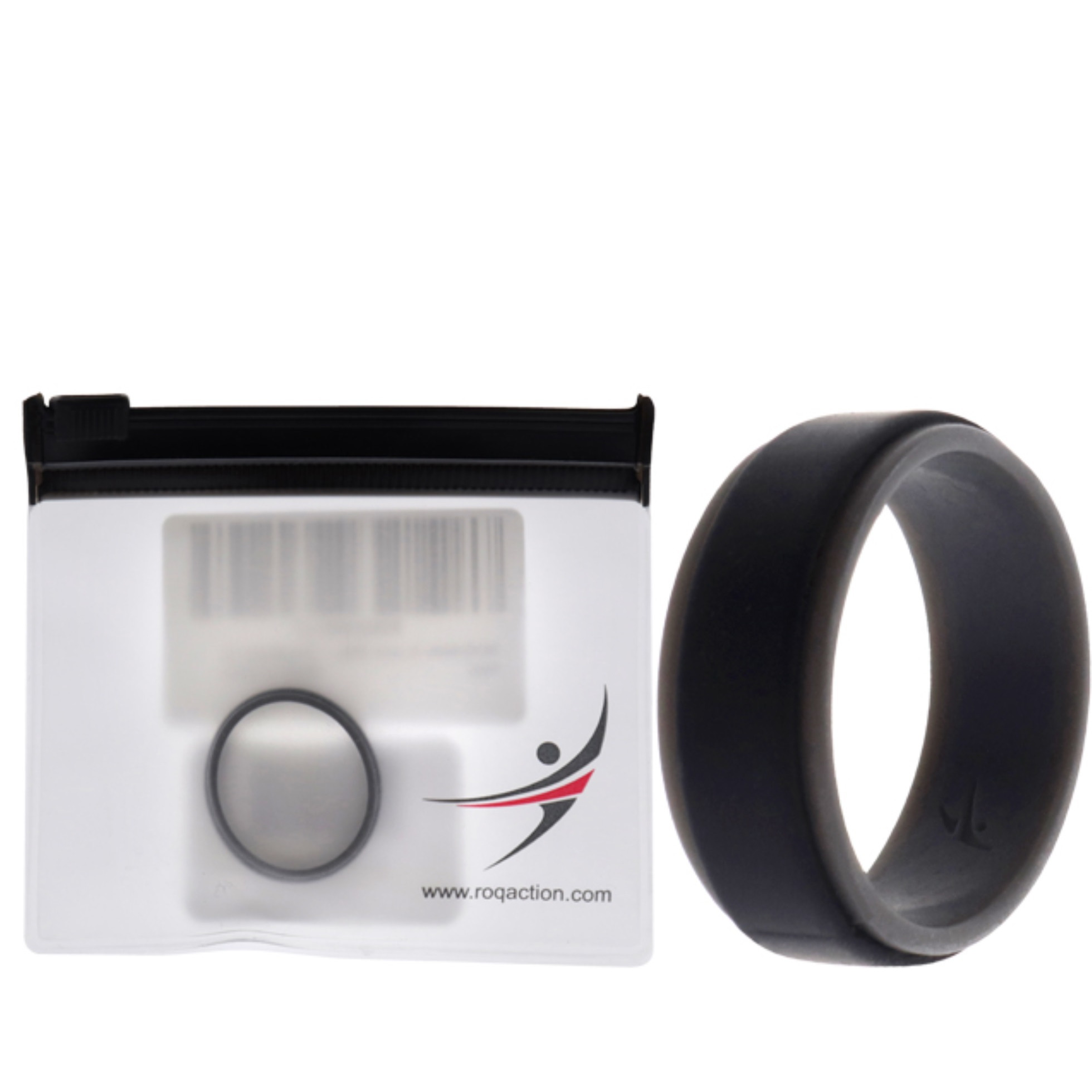 Silicone Wedding 2Layer Step Ring - Grey-Black by ROQ for Men - 12 mm Ring