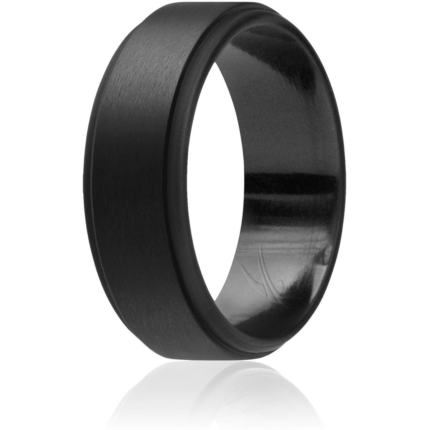 Silicone Wedding Step Single Ring - Black by ROQ for Men - 6 mm Ring