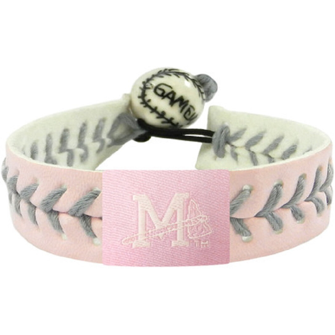 Mississippi Braves Bracelet Baseball Pink Silver Thread CO