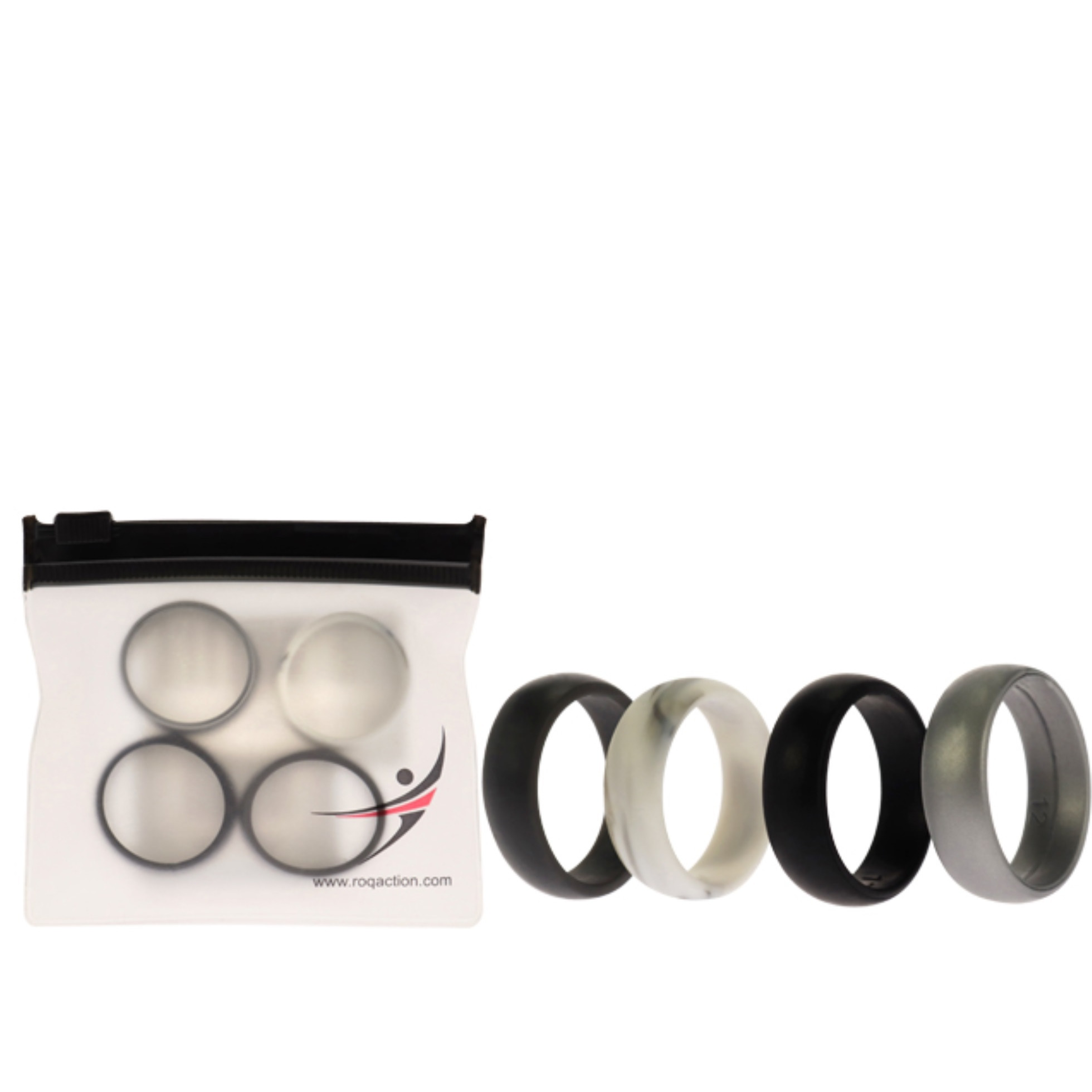 Silicone Wedding Ring Set - Marble by ROQ for Men - 4 x 12 mm Ring
