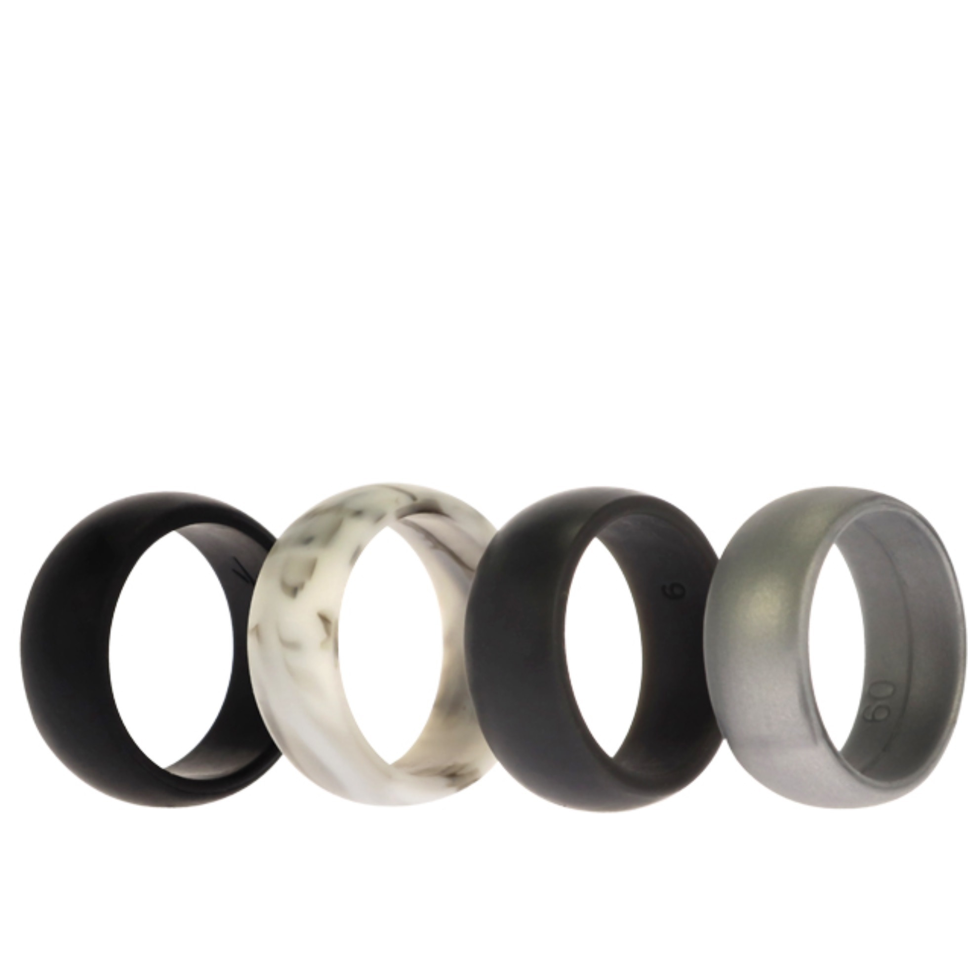 Silicone Wedding Ring Set - Marble by ROQ for Men - 4 x 9 mm Ring