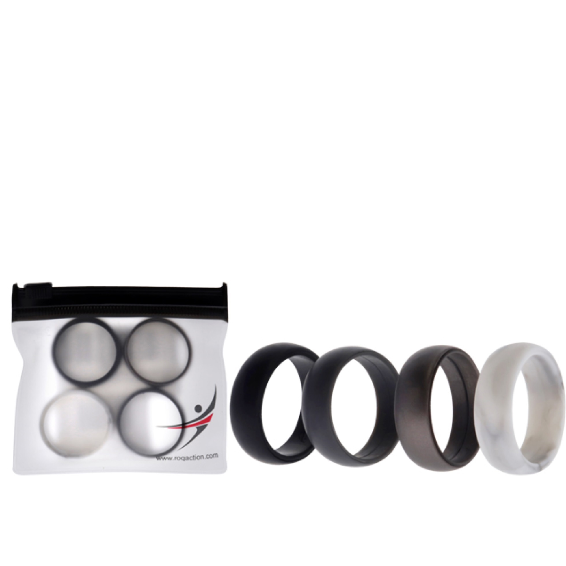 Silicone Wedding Ring Set - Marble by ROQ for Men - 4 x 14 mm Ring