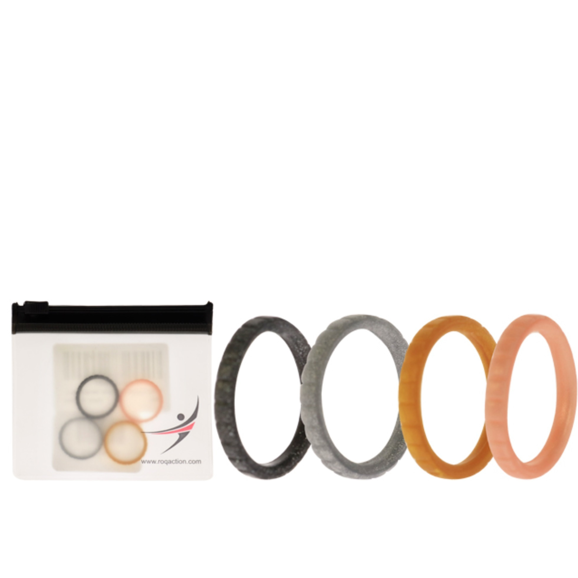 Silicone Wedding Stackble Lines Ring Set - Metal by ROQ for Women - 4 x 4 mm Ring