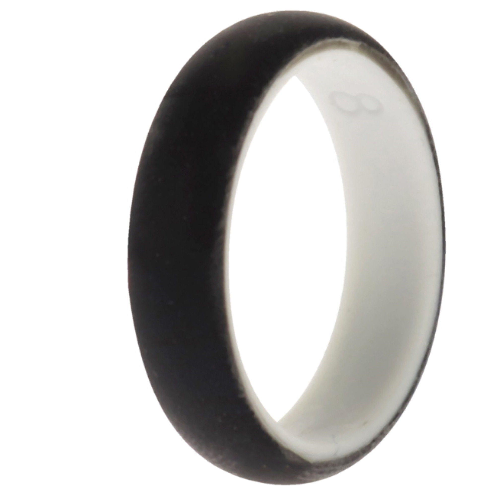 Silicone Wedding 2Layer Ring - White-Black by ROQ for Women - 8 mm Ring