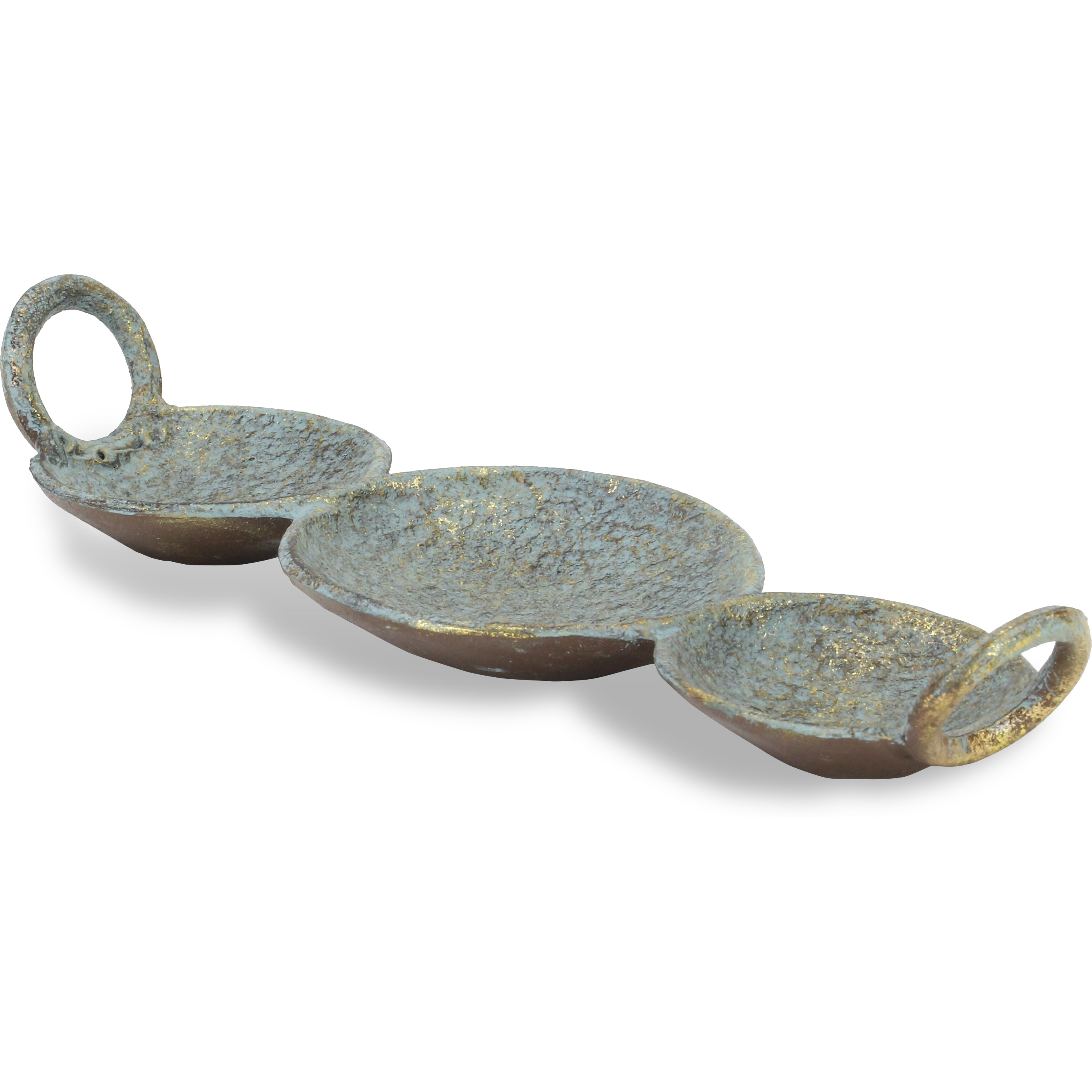 Arlo Cast Iron Brushed Gold-Blue Catchall Dish
