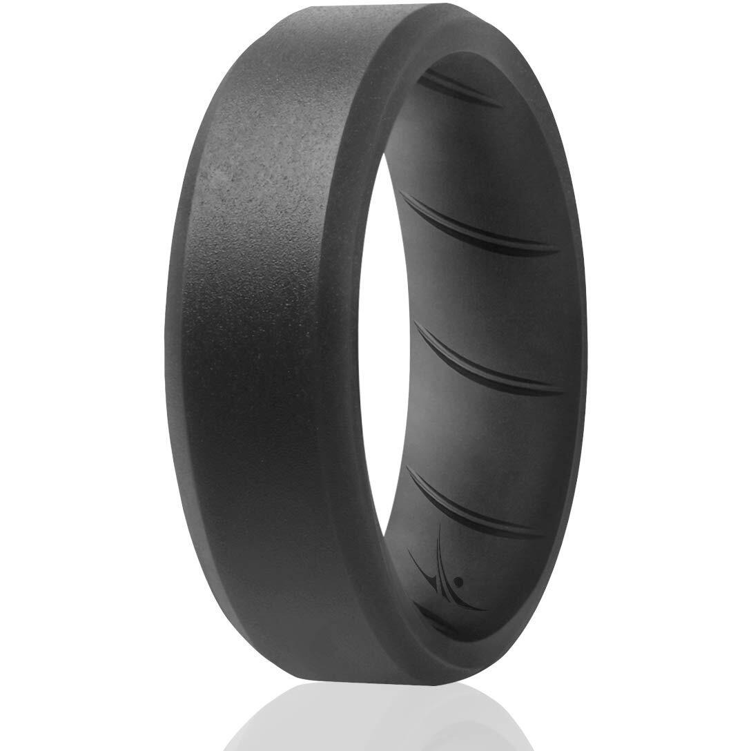 Silicone Wedding BR 8mm Edge Ring - Basic-Grey by ROQ for Men - 8 mm Ring
