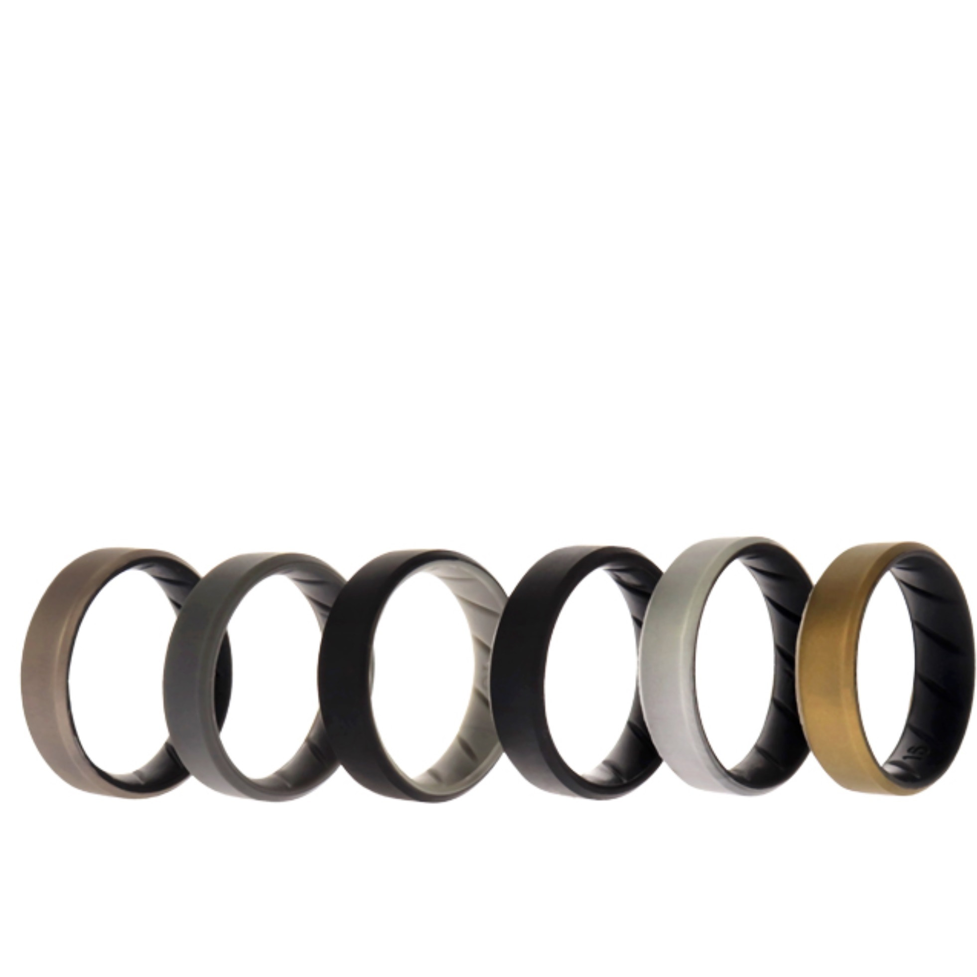 Silicone Wedding BR 8mm Edge Ring Set - Black by ROQ for Men - 6 x 16 mm Ring