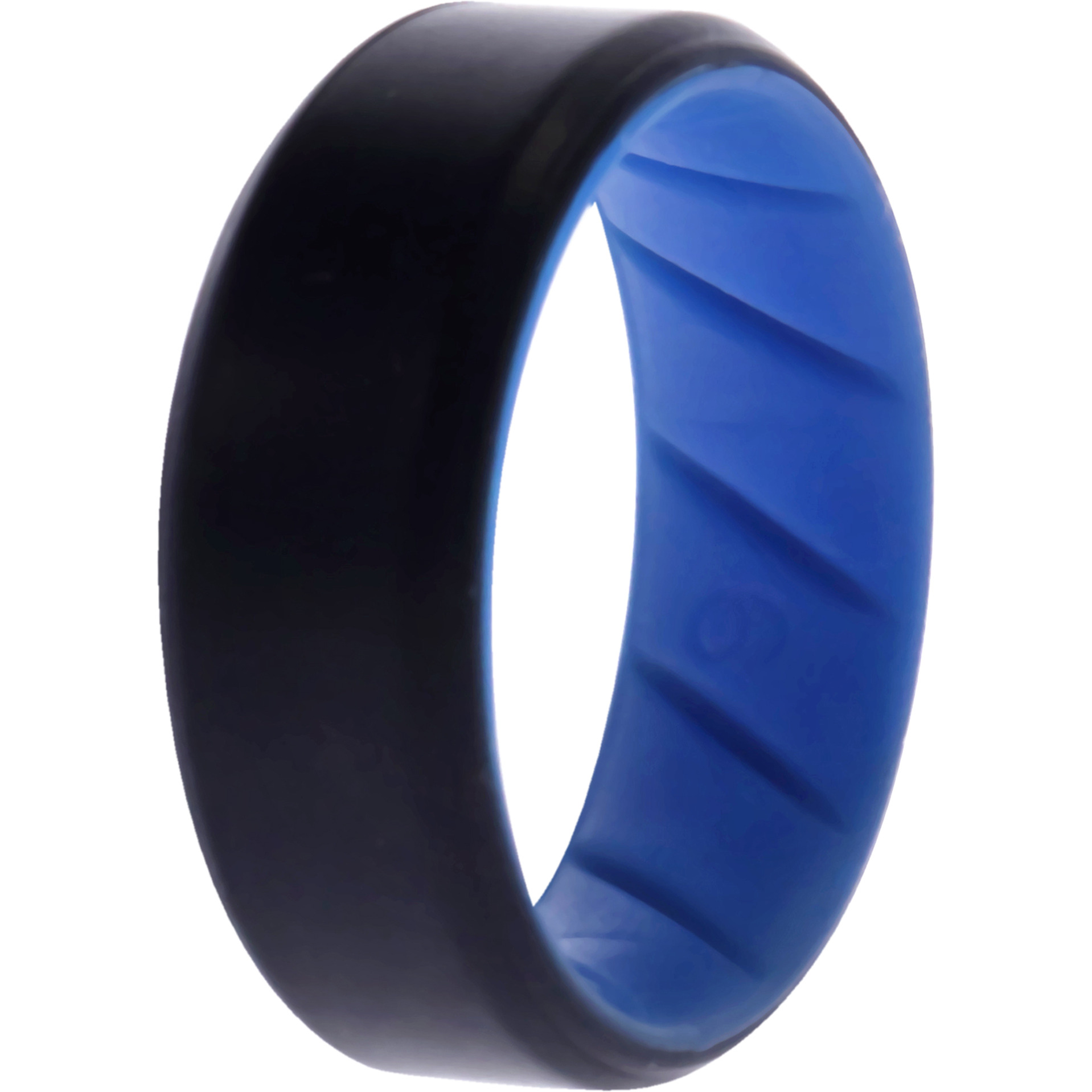Silicone Wedding BR 8mm Edge Ring - Light-Blue-Black by ROQ for Men - 9 mm Ring
