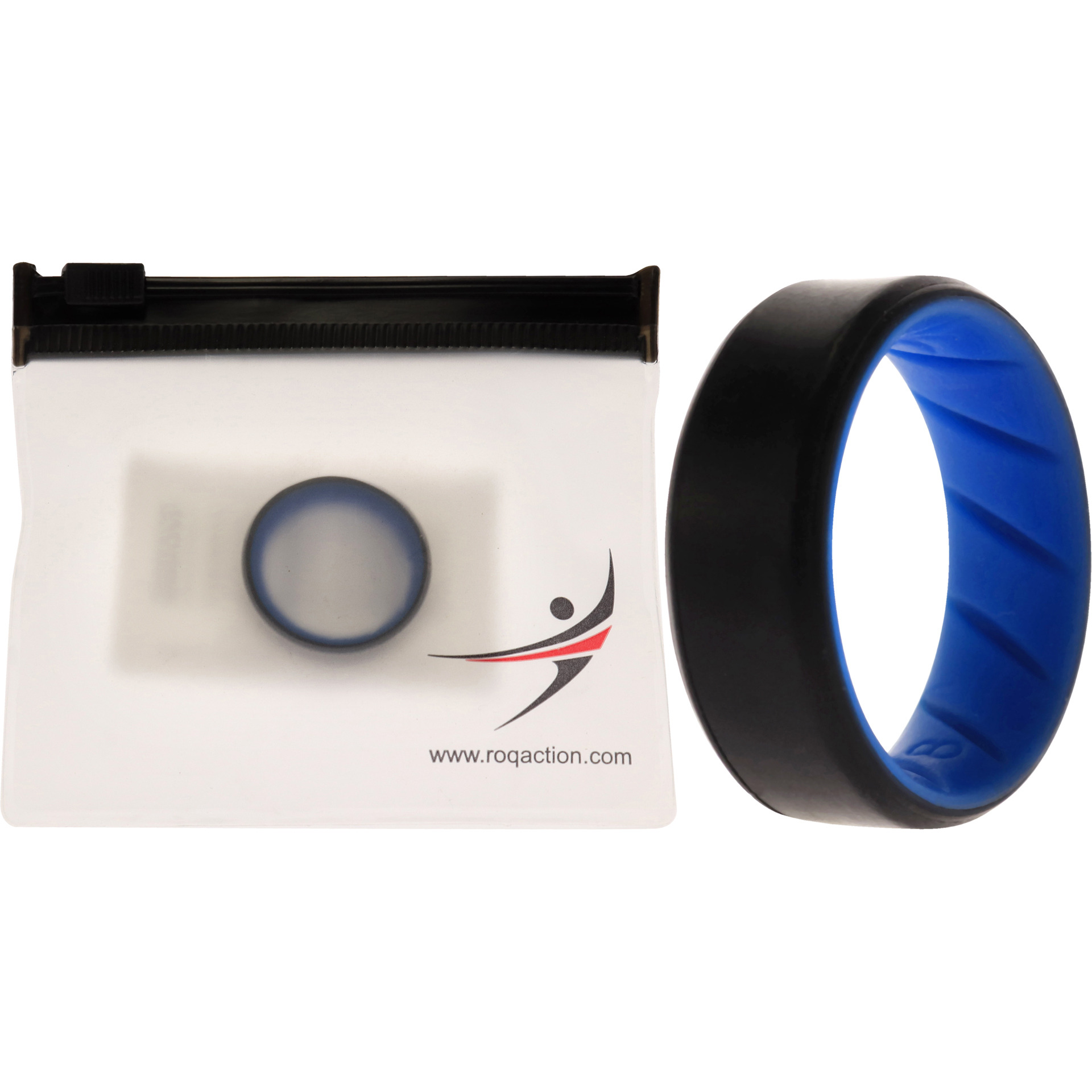 Silicone Wedding BR 8mm Edge Ring - Light-Blue-Black by ROQ for Men - 8 mm Ring