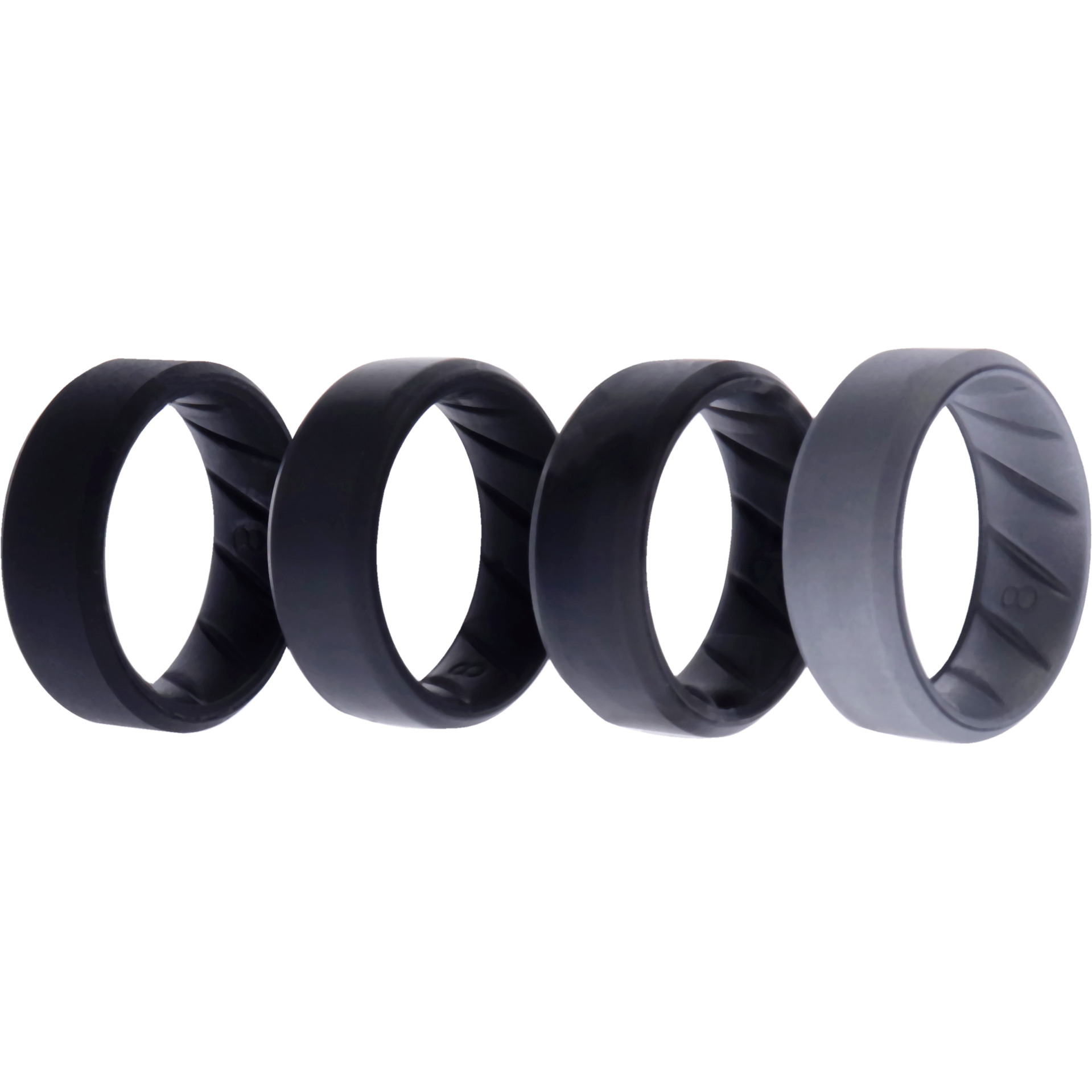 Silicone Wedding BR 8mm Edge Ring Set - Black-Camo by ROQ for Men - 4 x 8 mm Ring