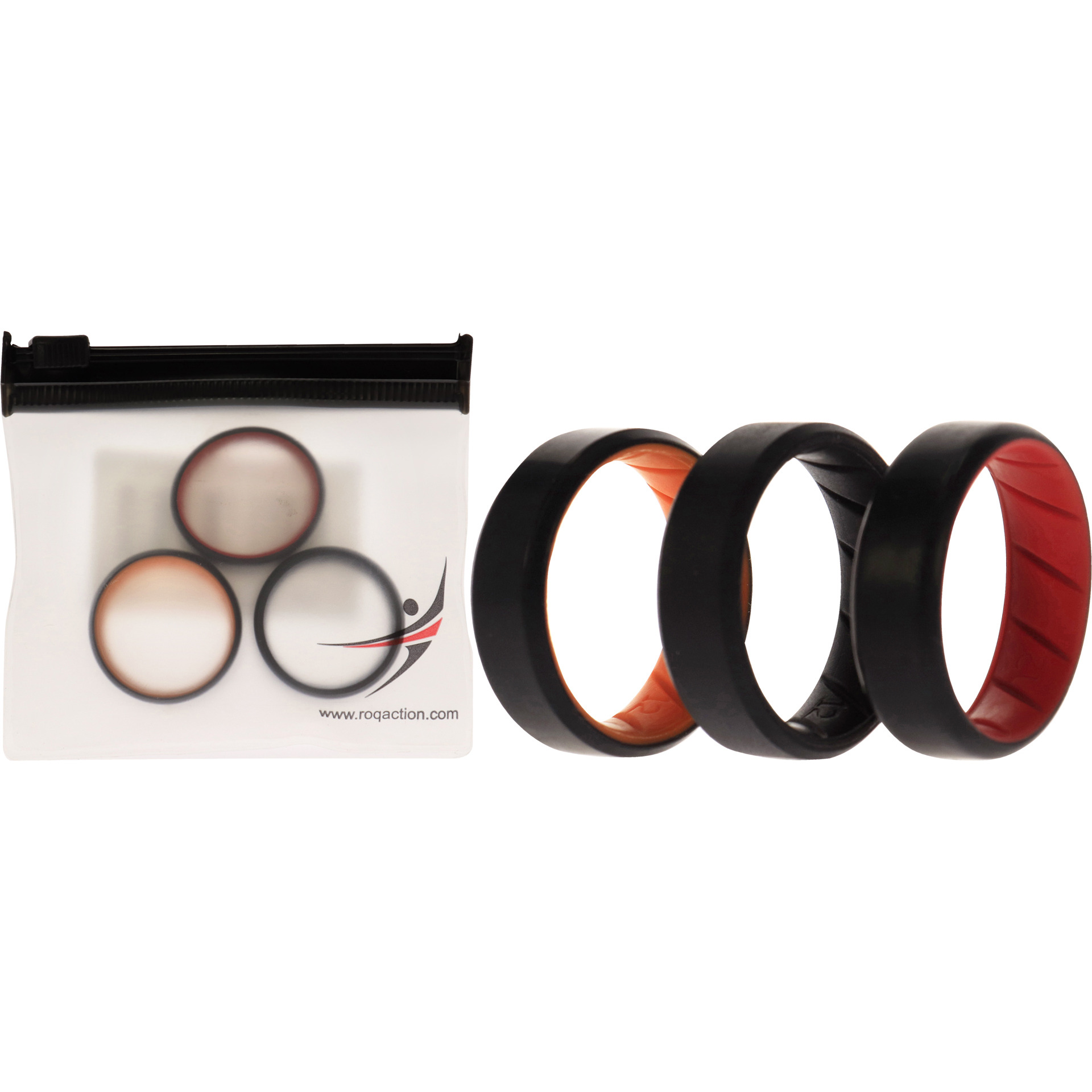 Silicone Wedding BR 8mm Edge Ring Set - MultiColor by ROQ for Men - 3 x 12 mm Ring