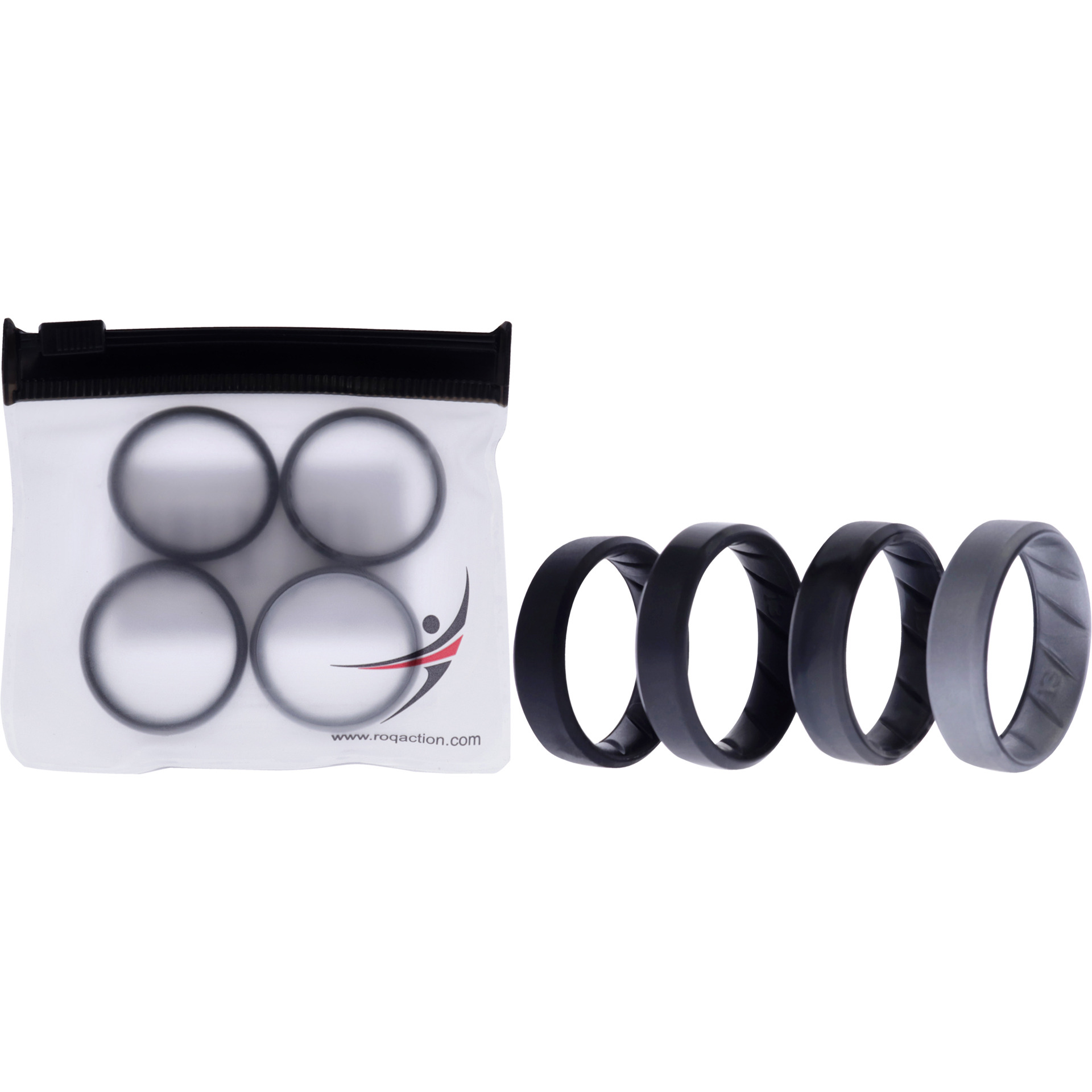 Silicone Wedding BR 8mm Edge Ring Set - Black-Camo by ROQ for Men - 4 x 13 mm Ring