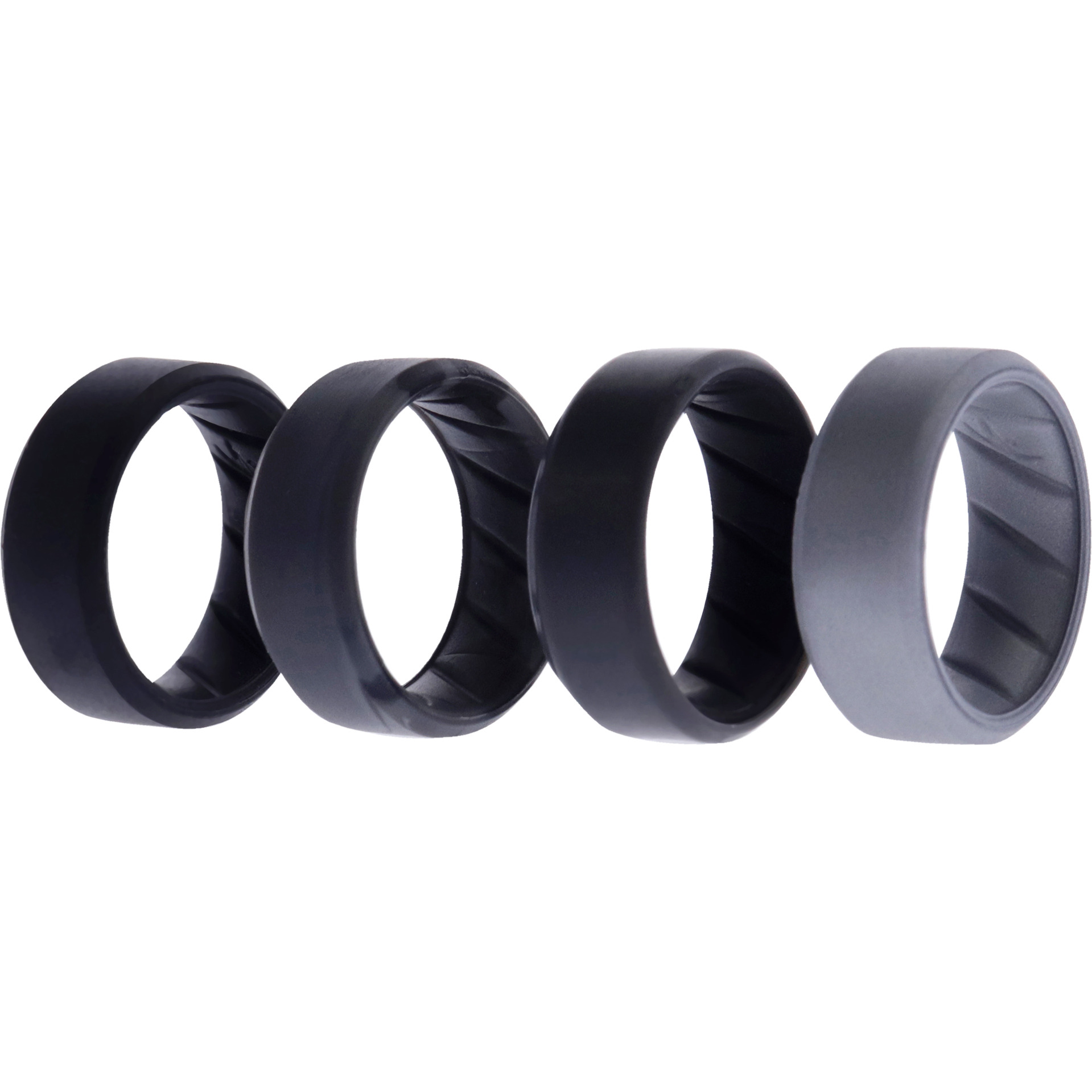 Silicone Wedding BR 8mm Edge Ring Set - Black-Camo by ROQ for Men - 4 x 7 mm Ring